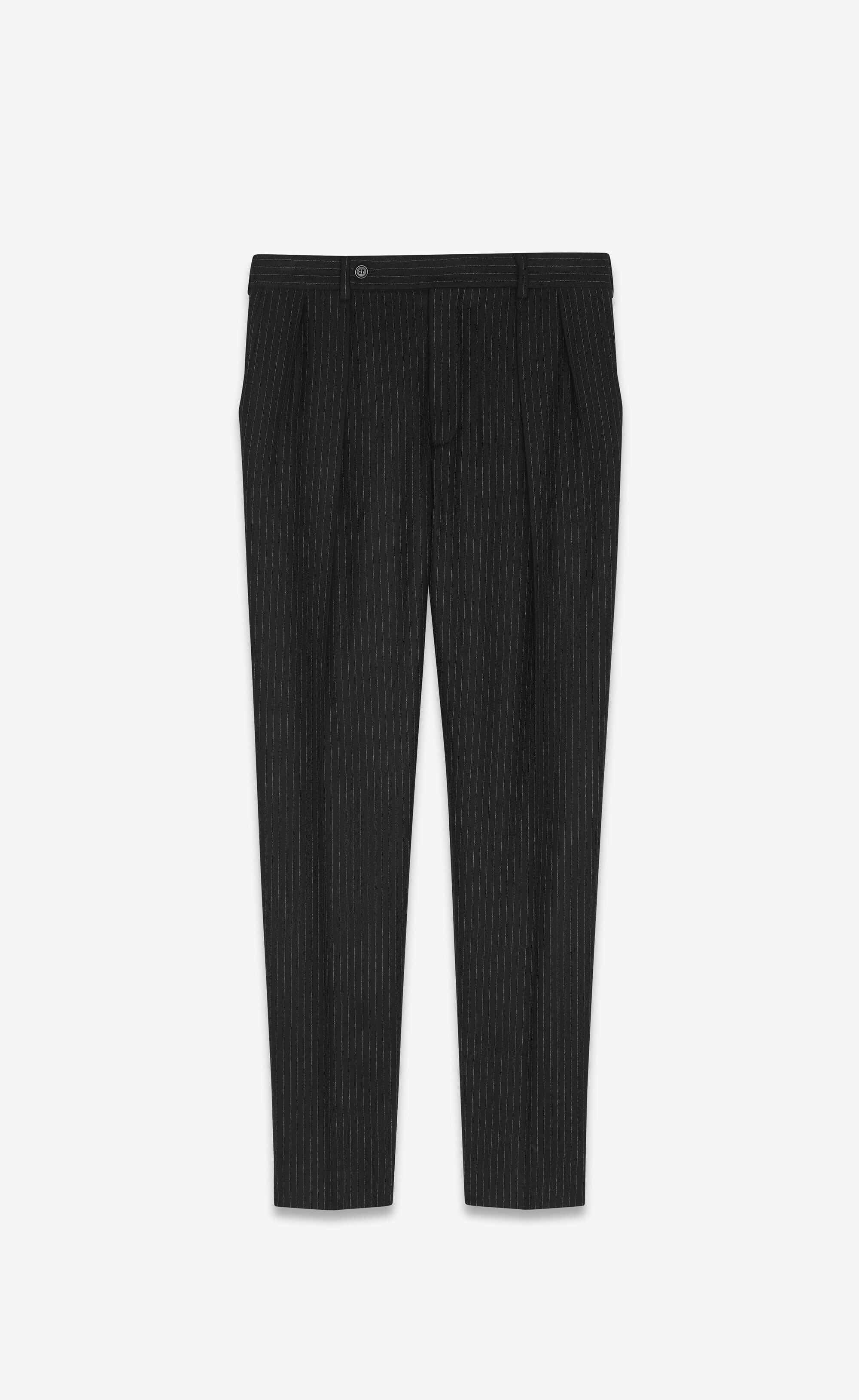 Saint Laurent Paris o1s1wg110125 706471 Carrot-Fit Pant in Pinstripe Wool Size US 30 / EU 46 - 1 Thumbnail