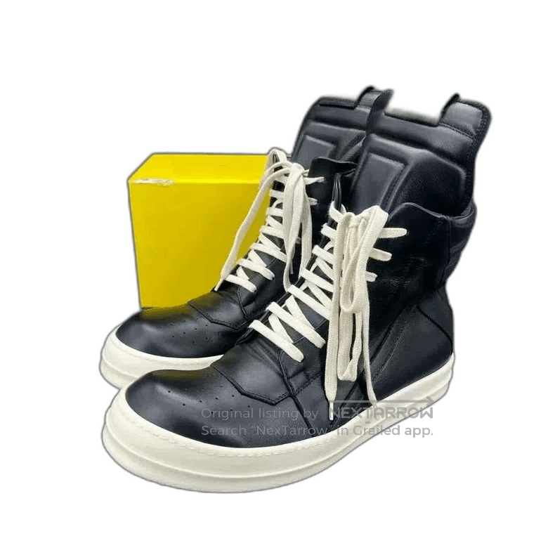 Rick Owens Black High Top Sneakers with White Laces. Size US 10 / EU 43 - 1 Thumbnail
