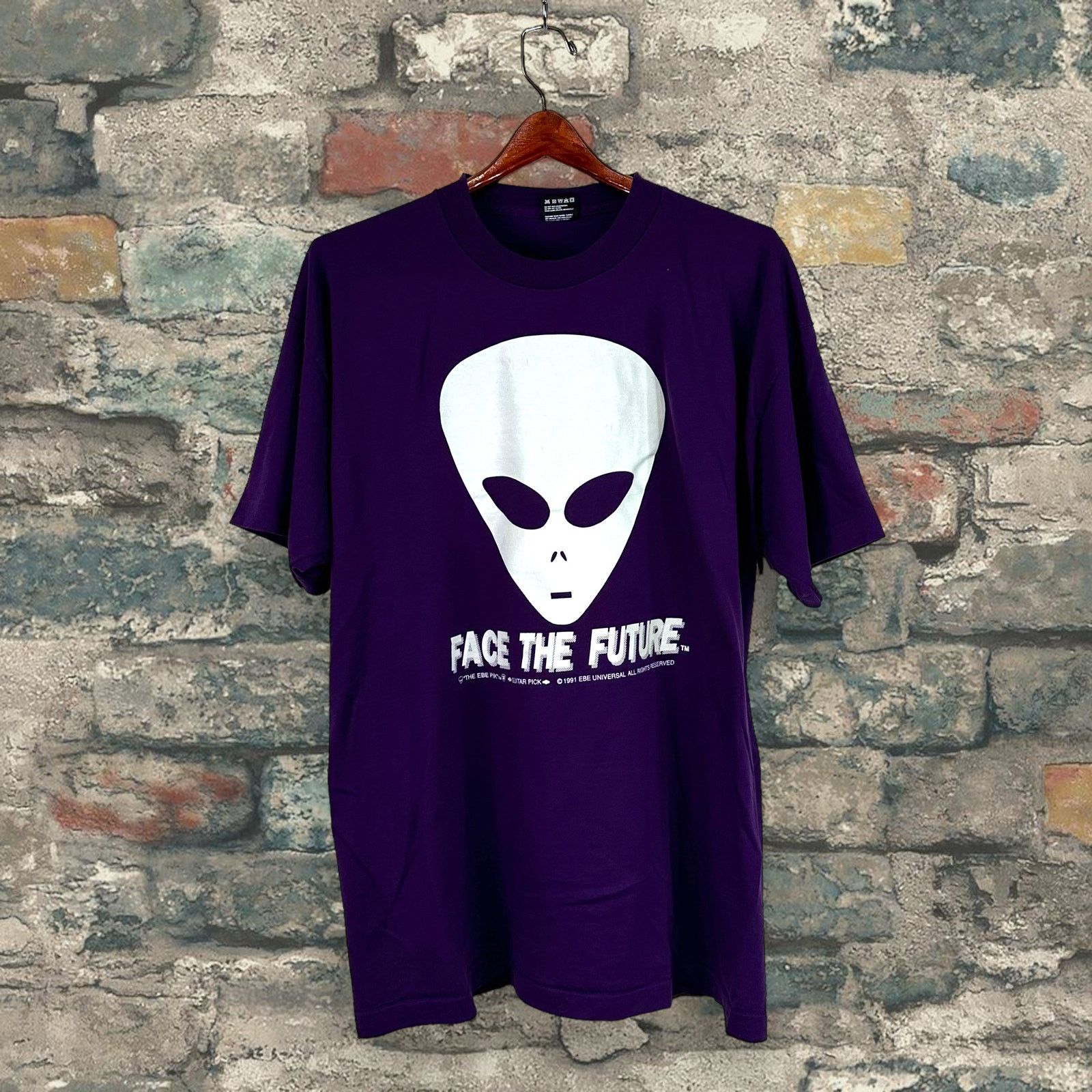 image of Fruit Of The Loom x Vintage Face The Future Alien Shirt Made In Usa Made Usa 90's in Purple (Size X