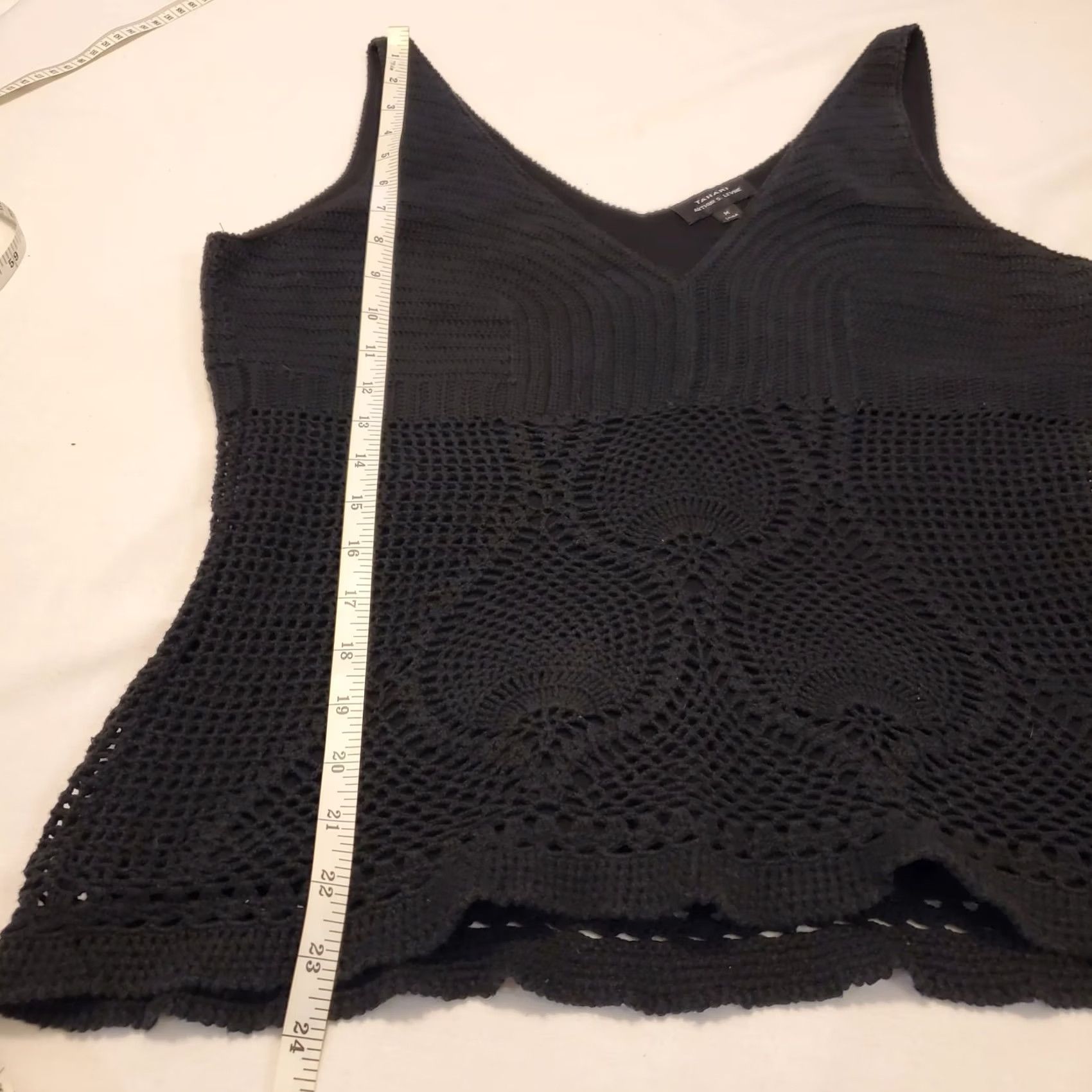 Elie Tahari Tahari Womens Crochet Tank Top Sz Medium Black Lagenlook Cottagecore Office Size M / US 6-8 / IT 42-44 - 5 Thumbnail