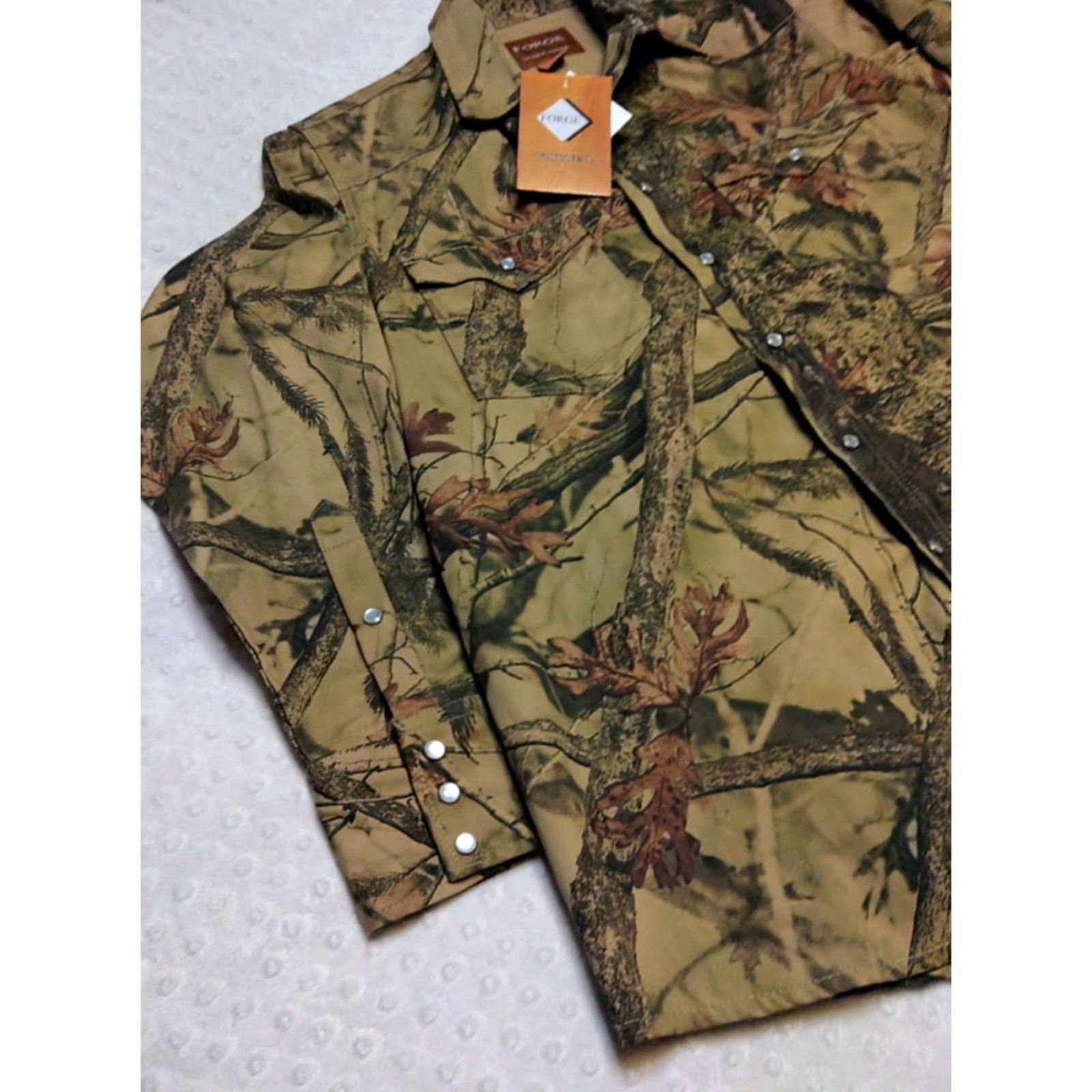 Vintage Forge Shirt Mens Med Camo Brushpopper Western Pearl Snap Hunting Workwear Casual Button-Up Pocketed Outdoors Size US M / EU 48-50 / 2 - 3 Thumbnail