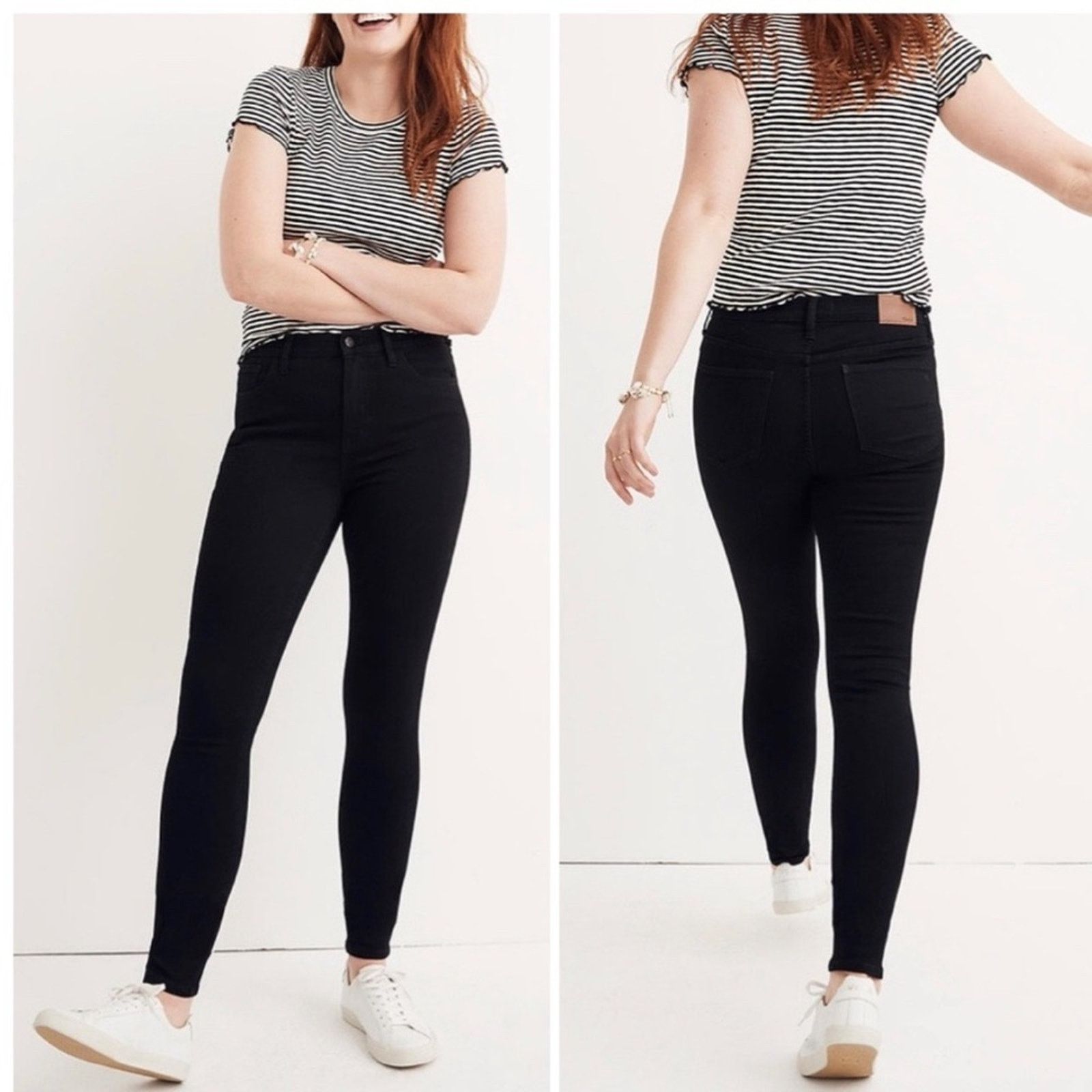 MADEWELL Roadtripper Black Grey High Rise Skinny Denim Jeans