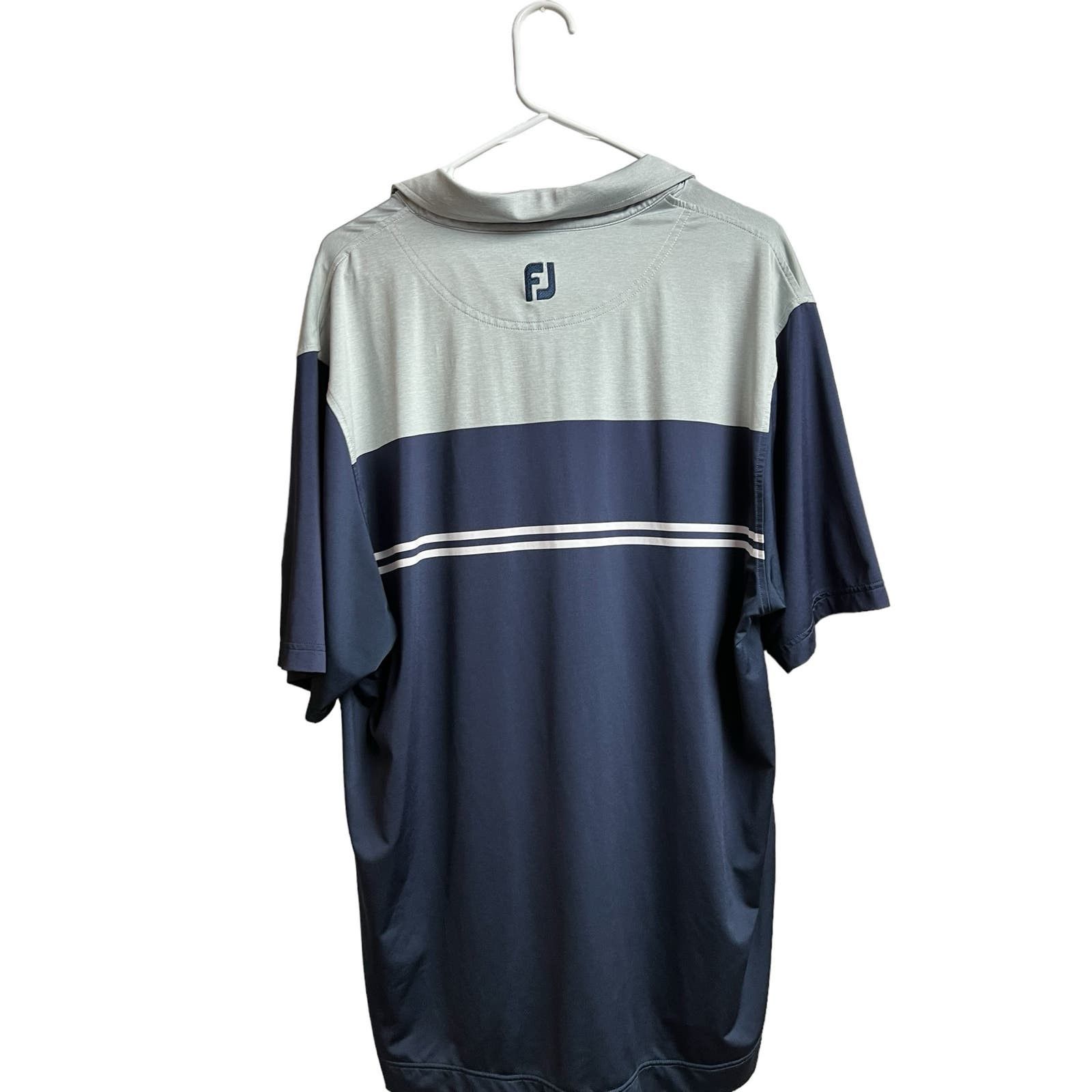 Footjoy Footjoy Gray Blue Color Block Stripes Short Sleeve Polo Size US L / EU 52-54 / 3 - 6 Thumbnail