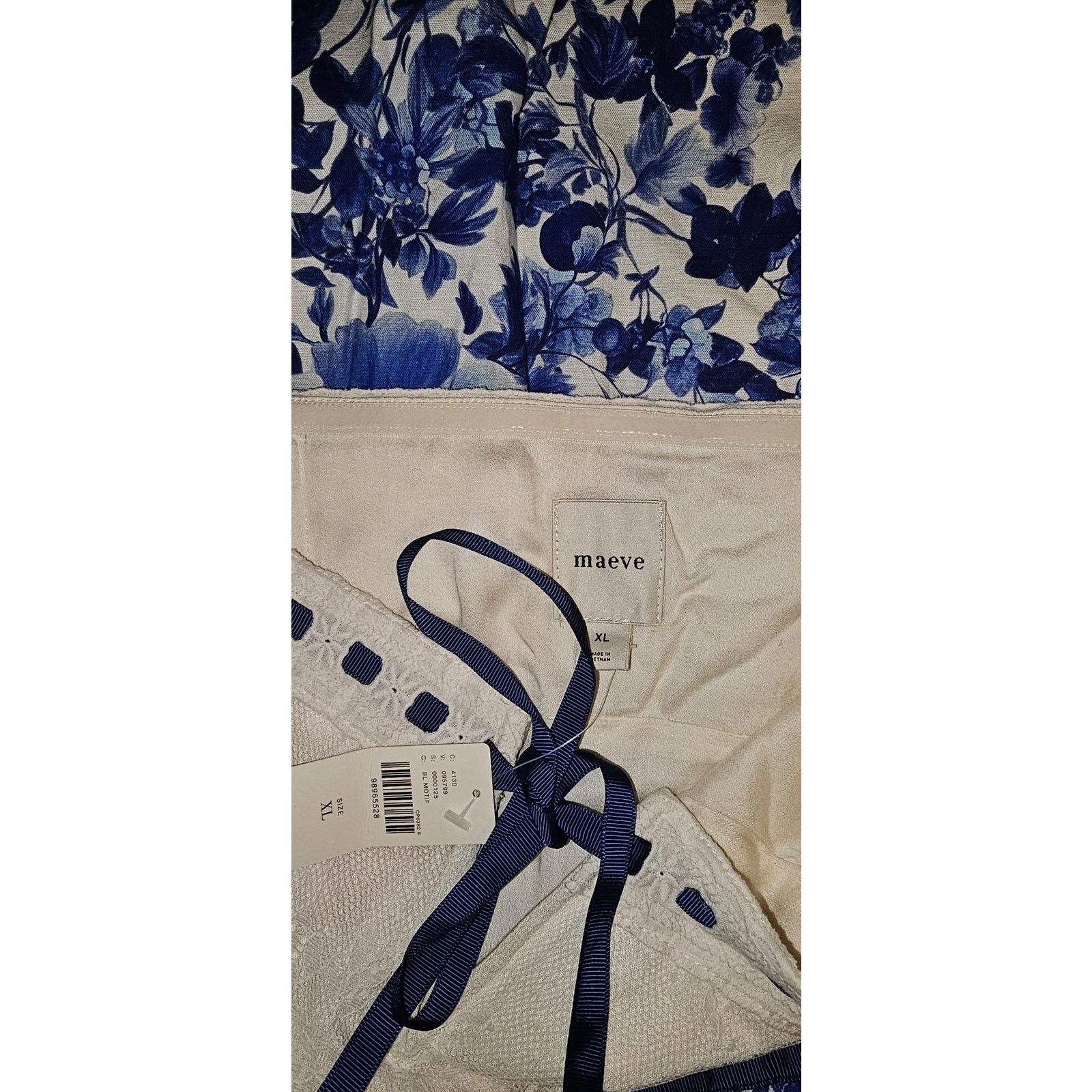 Anthropologie New Maeve Strapless Tie-Front Mini Dress $168 XL Blue Floral Size XL / US 12-14 / IT 48-50 - 6 Thumbnail