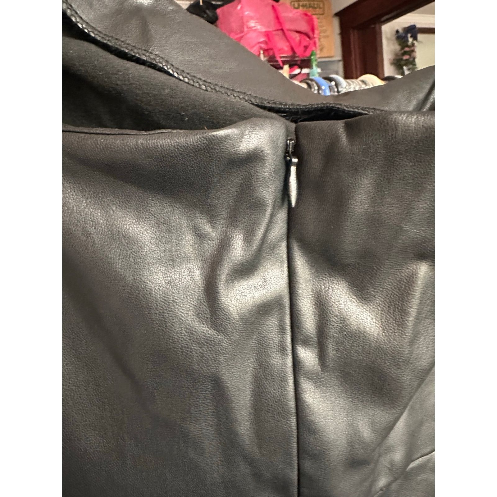 Avec Les Filles Black One Shoulder Leather Body-Con Dress
