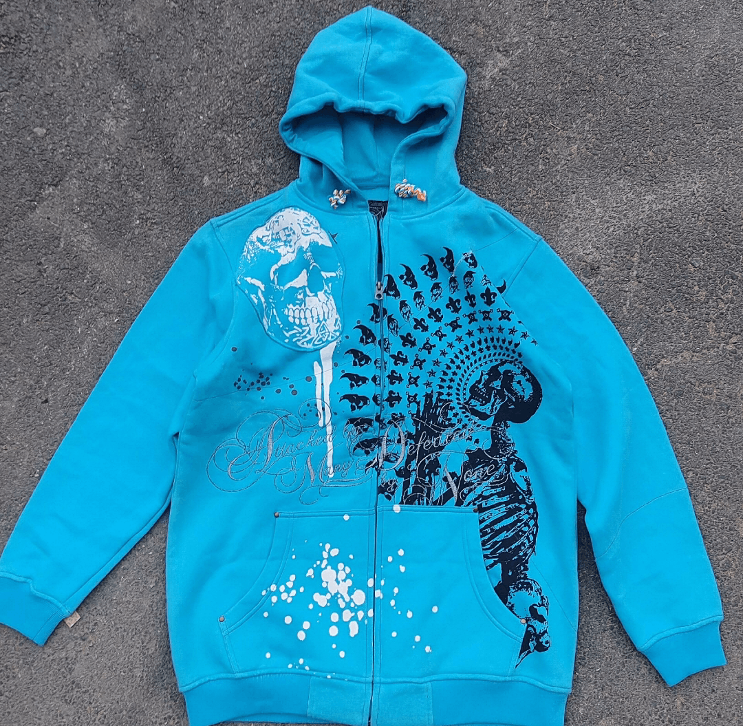 G-Unit gunit 50cent brand skull grunge zipup hoodie Size US L / EU 52-54 / 3 - 1 Thumbnail