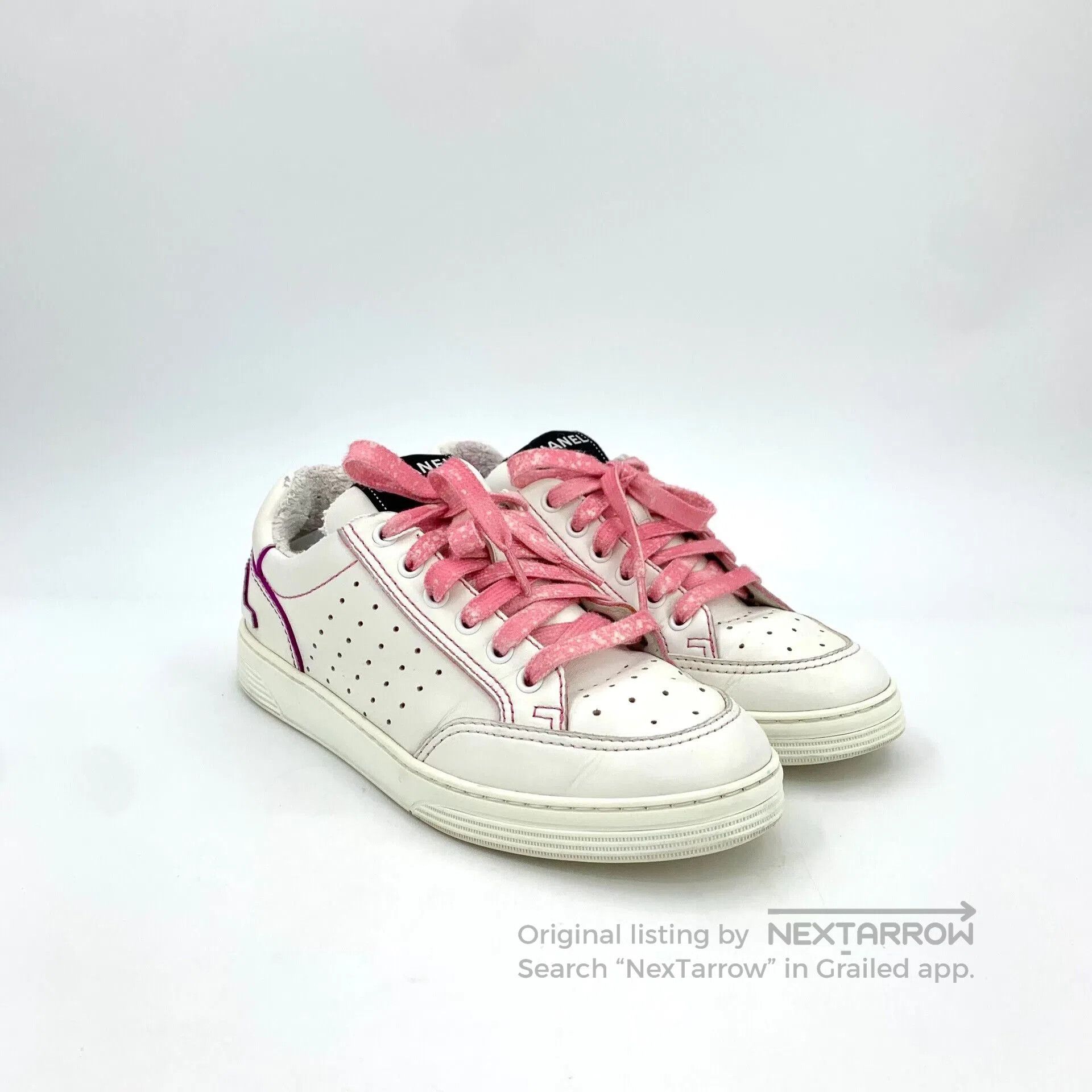 Chanel Chanel White Lace-Up Suede Sneakers. Size US 8 / EU 41 - 2 Thumbnail