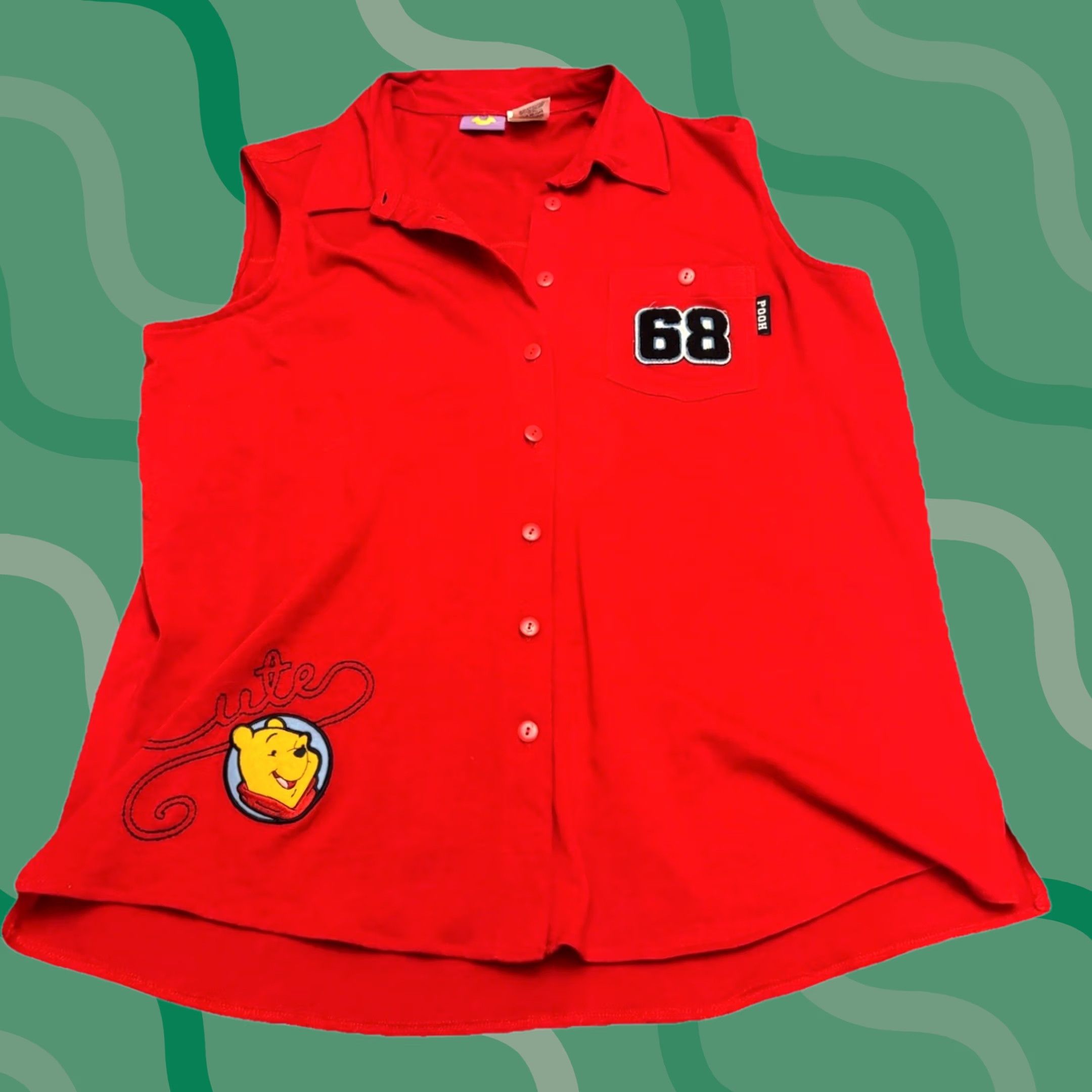 Disney VINTAGE The Disney Store Winnie the Pooh Vest Embroidered Pooh Size XL Red Denim Casual Women's Vest Size XL / US 12-14 / IT 48-50 - 1 Thumbnail