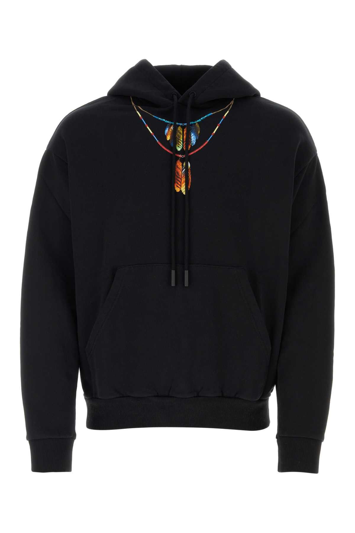image of Marcelo Burlon Black Cotton Oversize Feathers Necklace Sweatshirt, Men's (Size Small)