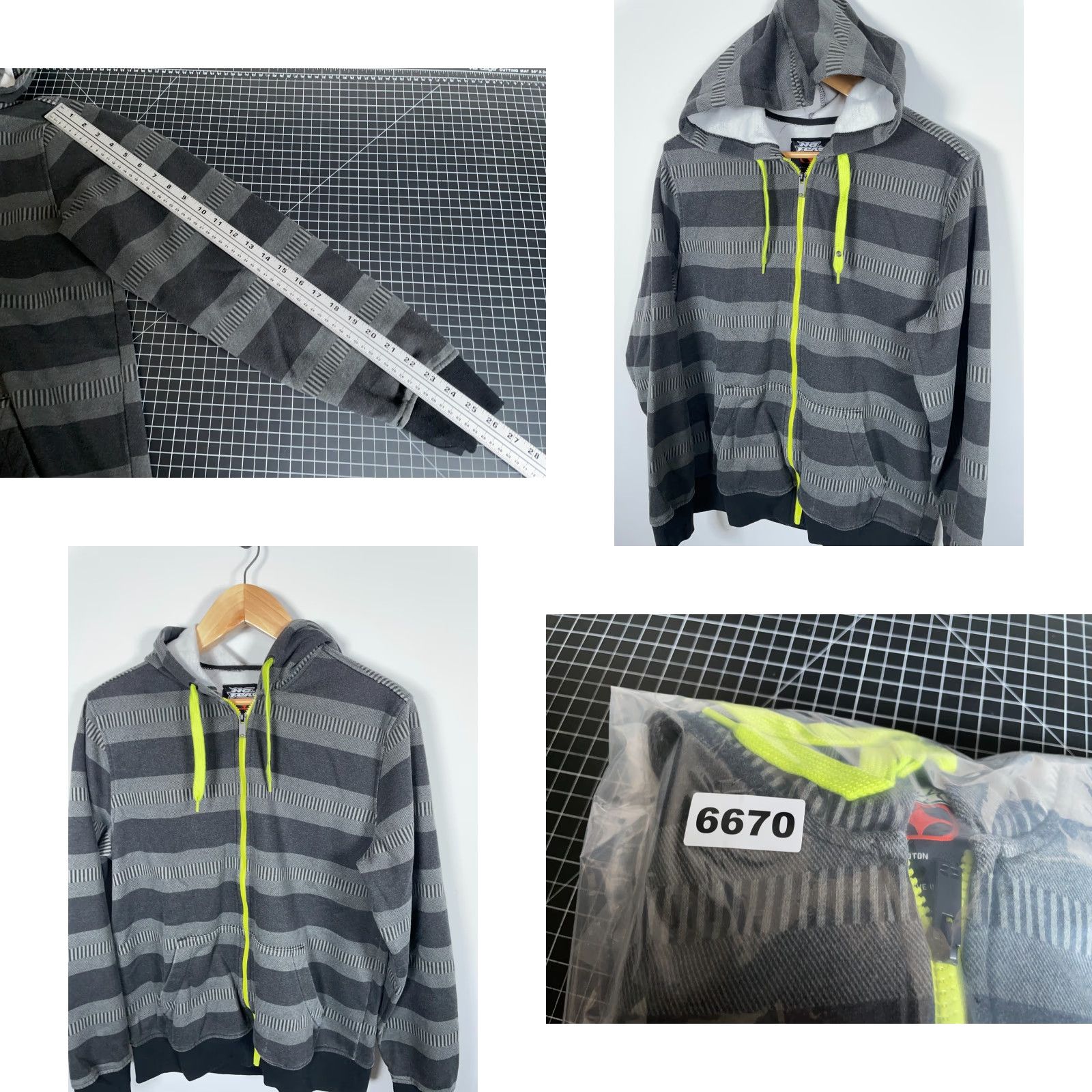 No Fear No Fear Zip Up Hoodie Men's Large Gray Black Striped Sweatshirt Skater Size US L / EU 52-54 / 3 - 8 Thumbnail