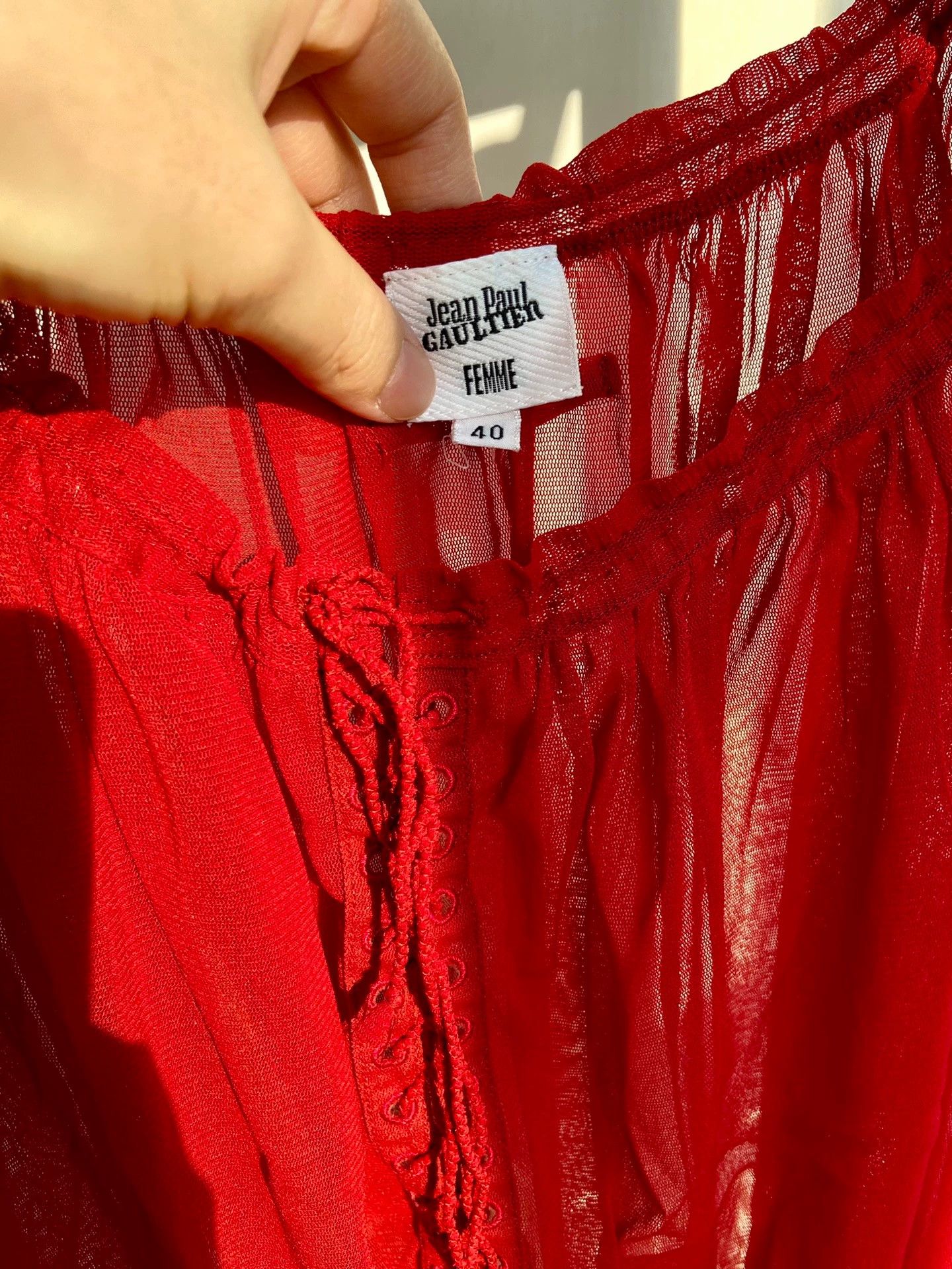 Jean Paul Gaultier Jean Paul Gaultier Tulle Top 98 New Japan Made Tie Detail Size S / US 4 / IT 40 - 2 Thumbnail