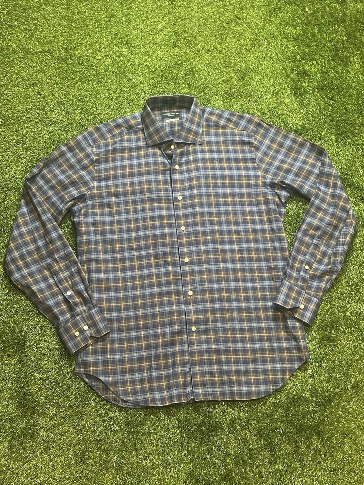 Peter Millar PETER MILLAR MENS PLAID WINTER SOFT TWILL BUTTON UP size L Size US L / EU 52-54 / 3 - 1 Thumbnail