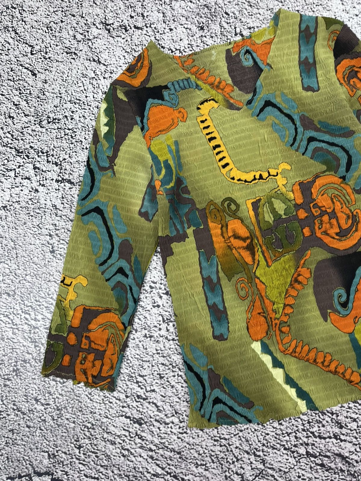 Japanese Brand Vintage Y2K Abstract Graphic Longsleeve Textured Art Top Size S / US 4 / IT 40 - 3 Thumbnail