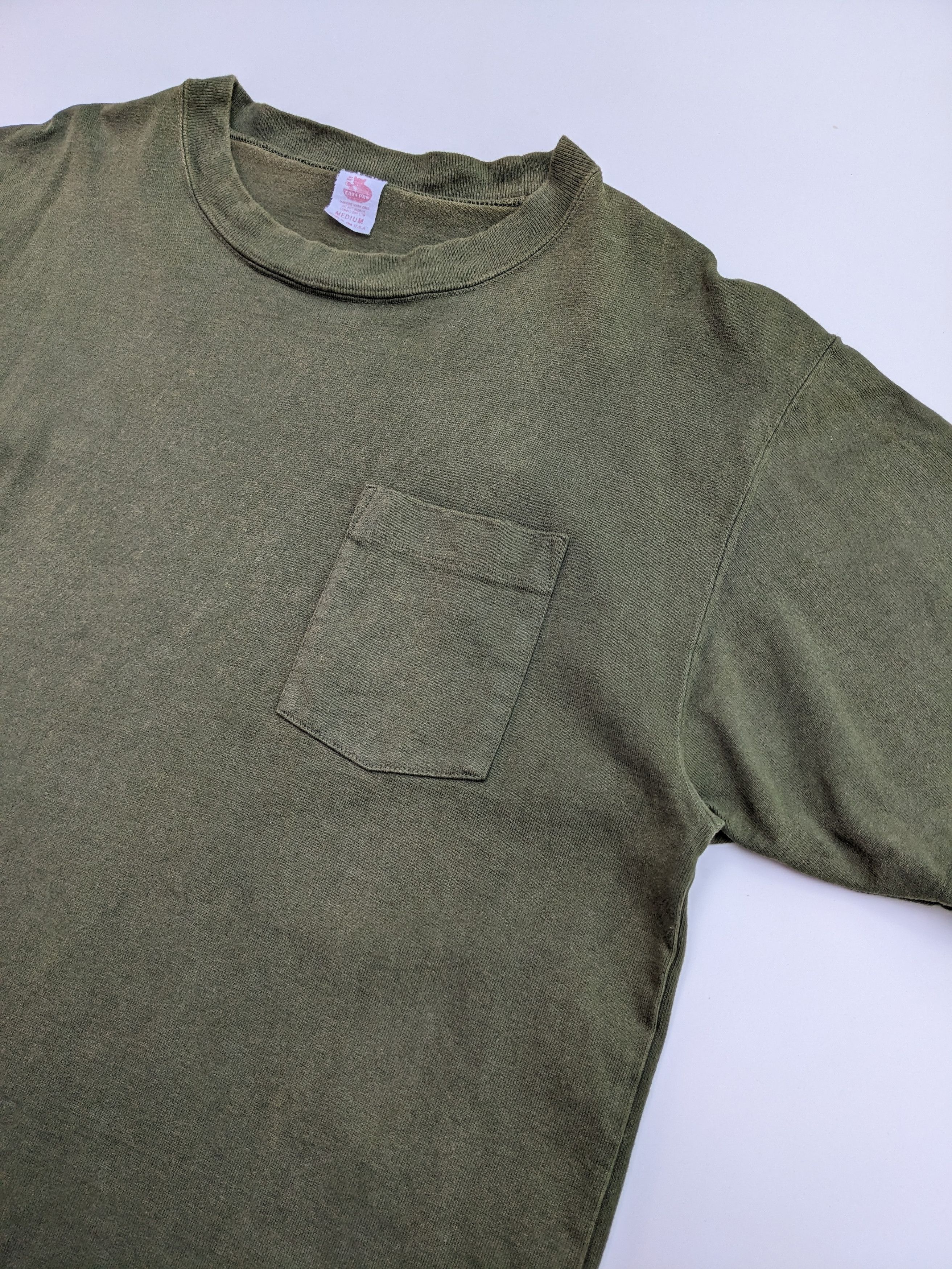 CAT'S PAW × Sugar Cane × Vintage Vintage 90s Cat's Paw plain pocket tee Size US M / EU 48-50 / 2 - 2 Thumbnail
