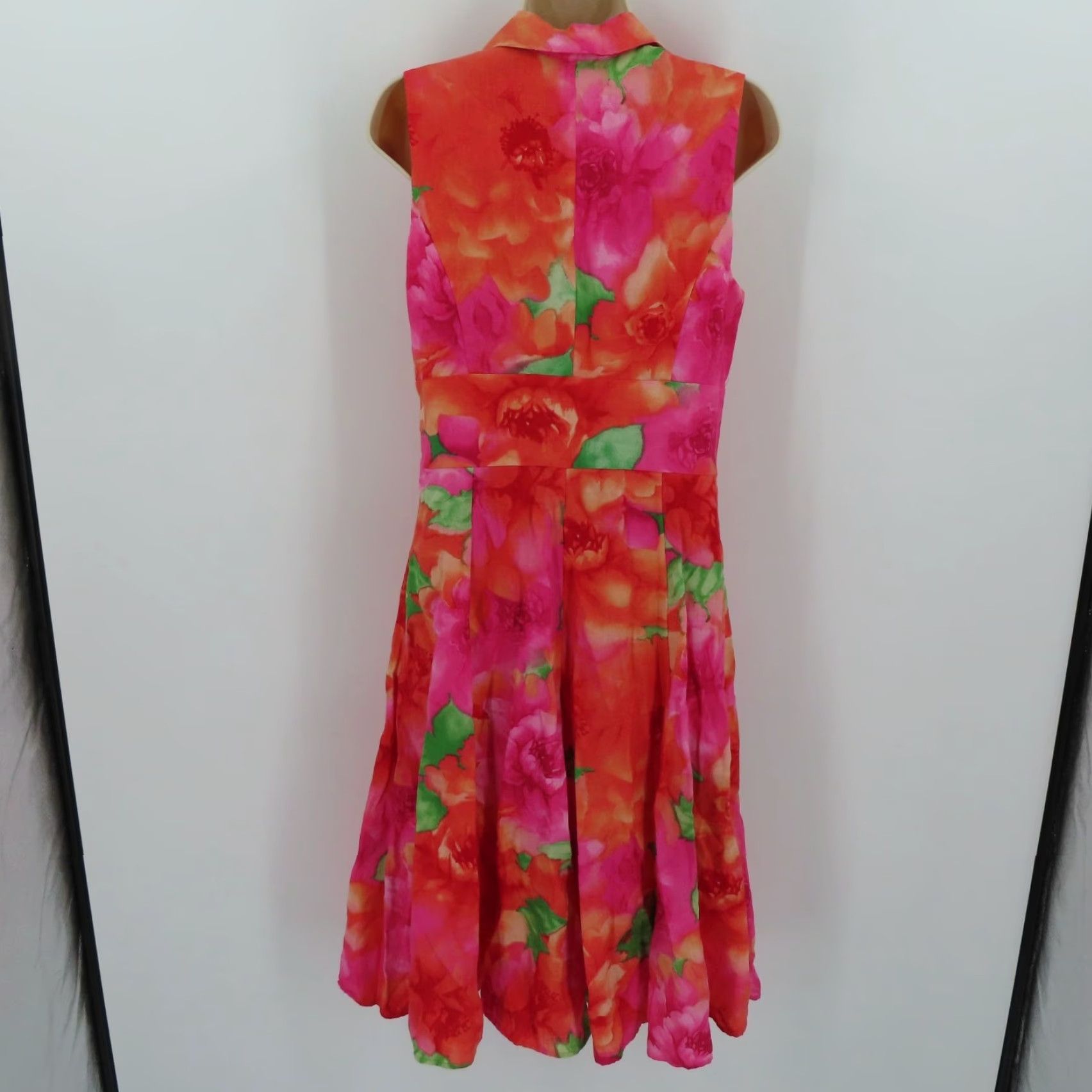 Jones New York Jones New York Women Dress Sundress Linen Floral Sleeveless Orange Pink Collar Knee Length Size 6 Size M / US 6-8 / IT 42-44 - 6 Thumbnail