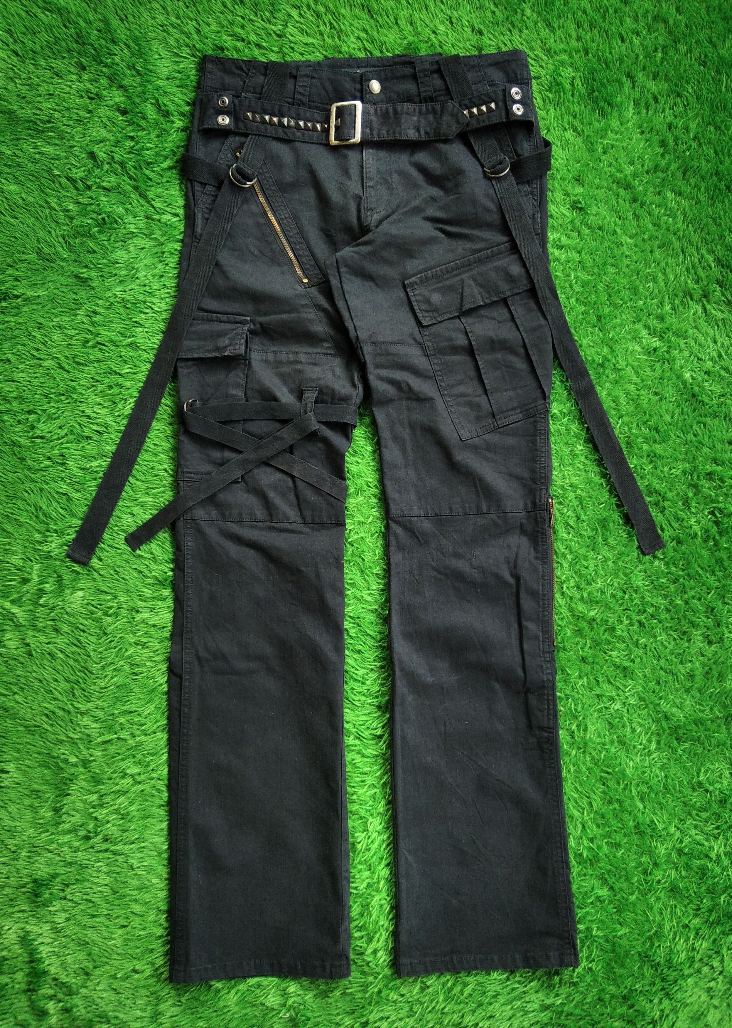 If Six Was Nine × Japanese Brand × Le Grande Bleu (L.G.B.) Vtg 00s Endeneu Maxm Bondage Spike Punk Cargo Pants Size US 31 - 3 Thumbnail