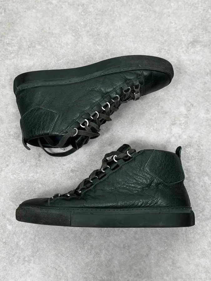 Balenciaga Balenciaga Arena Dark Green High Leather Sneakers Size US 8.5 / EU 41-42 - 2 Thumbnail