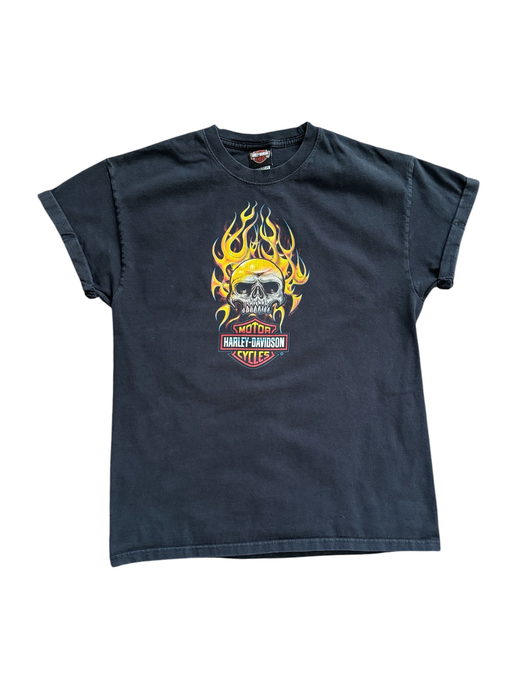 Vintage VNT Y2K Harley Davidson Flaming Skull Worn by Travis Scott Size US L / EU 52-54 / 3 - 1 Thumbnail