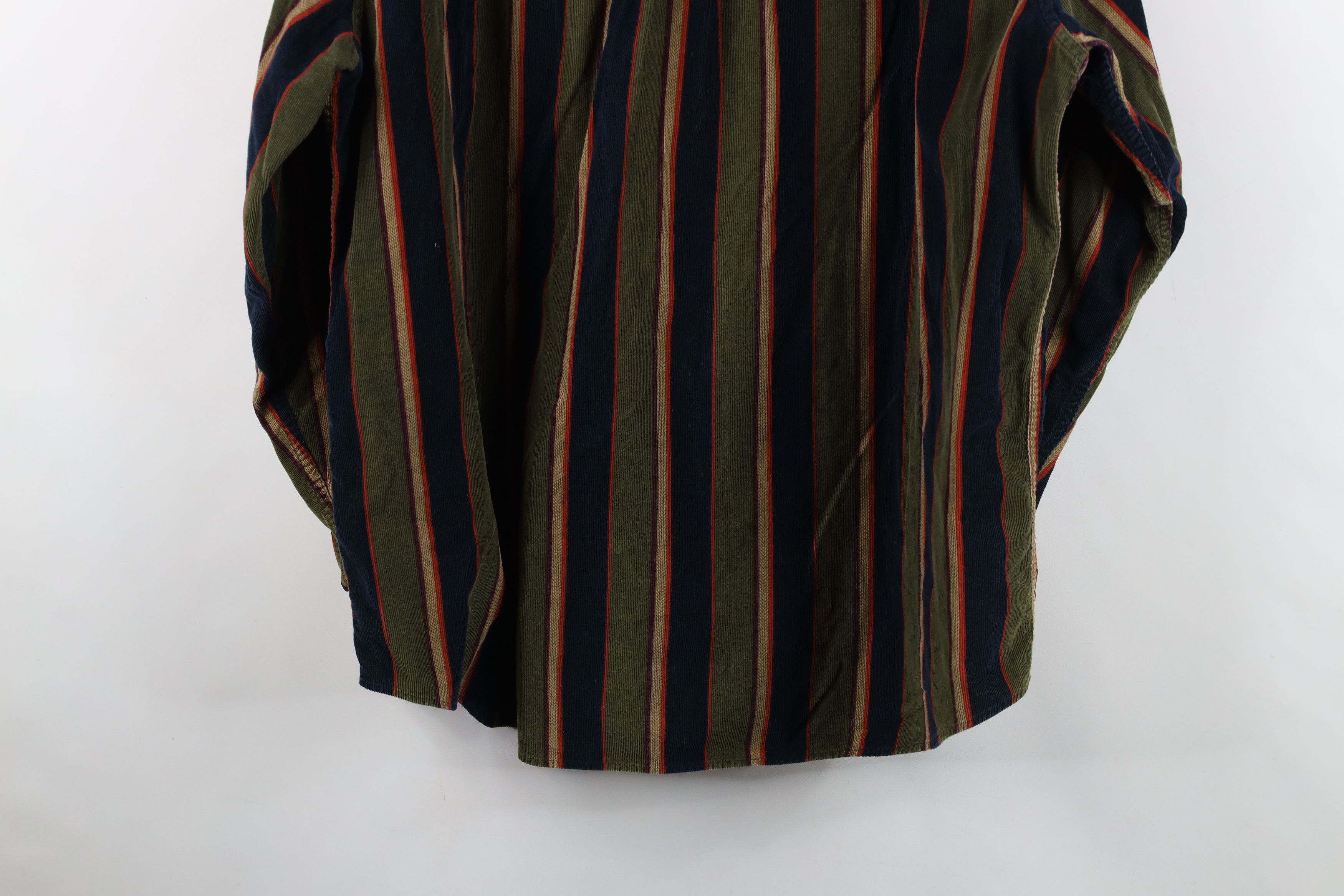 Vintage Vintage 90s Streetwear Striped Corduroy Button Down Shirt Size US L / EU 52-54 / 3 - 12 Thumbnail