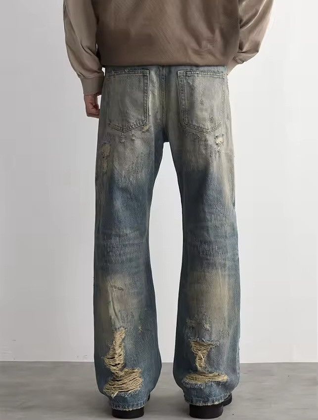 Jean Ripped Distressed Designer Y2k Straight Vintage Style Jeans Size US 31 - 3 Thumbnail
