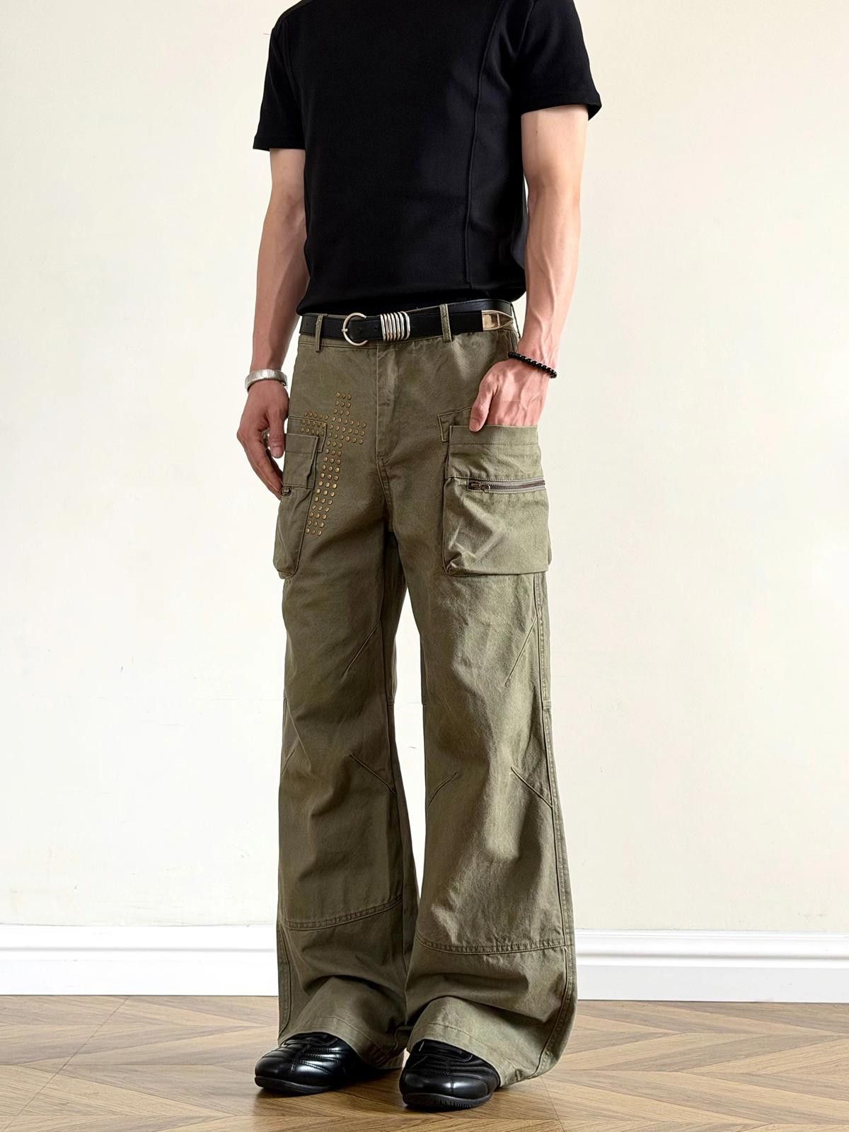 Other Black Cross Rivet Large-Pocket Cargo Straight Pants Size US 30 / EU 46 - 4 Thumbnail