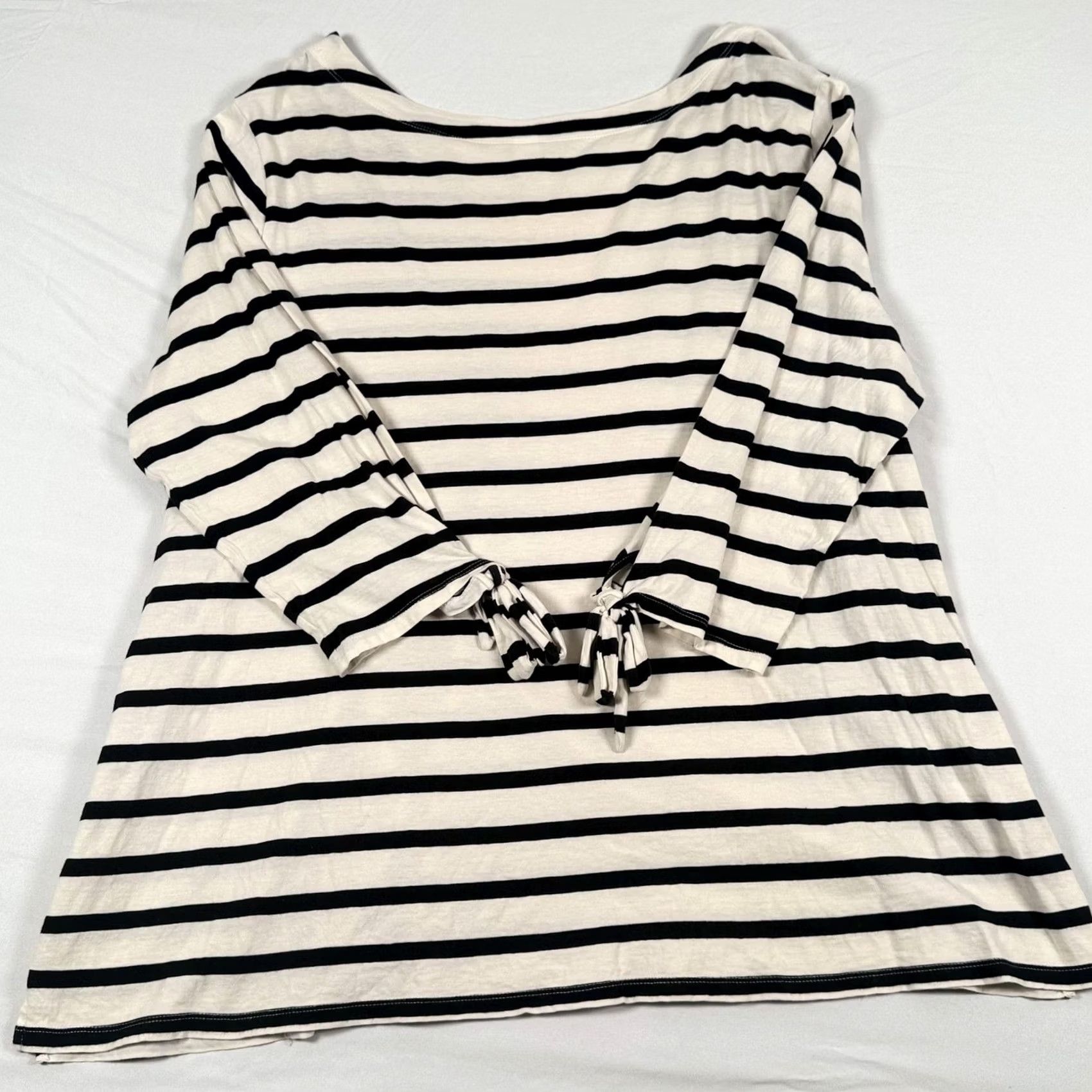 Old Navy VINTAGE Old Navy Mariner Tunic Top XXL Monochrome Stripe Boat Neck Bow Sleeve Retro Chic Size XXL / US 16-18 / IT 52-54 - 6 Thumbnail