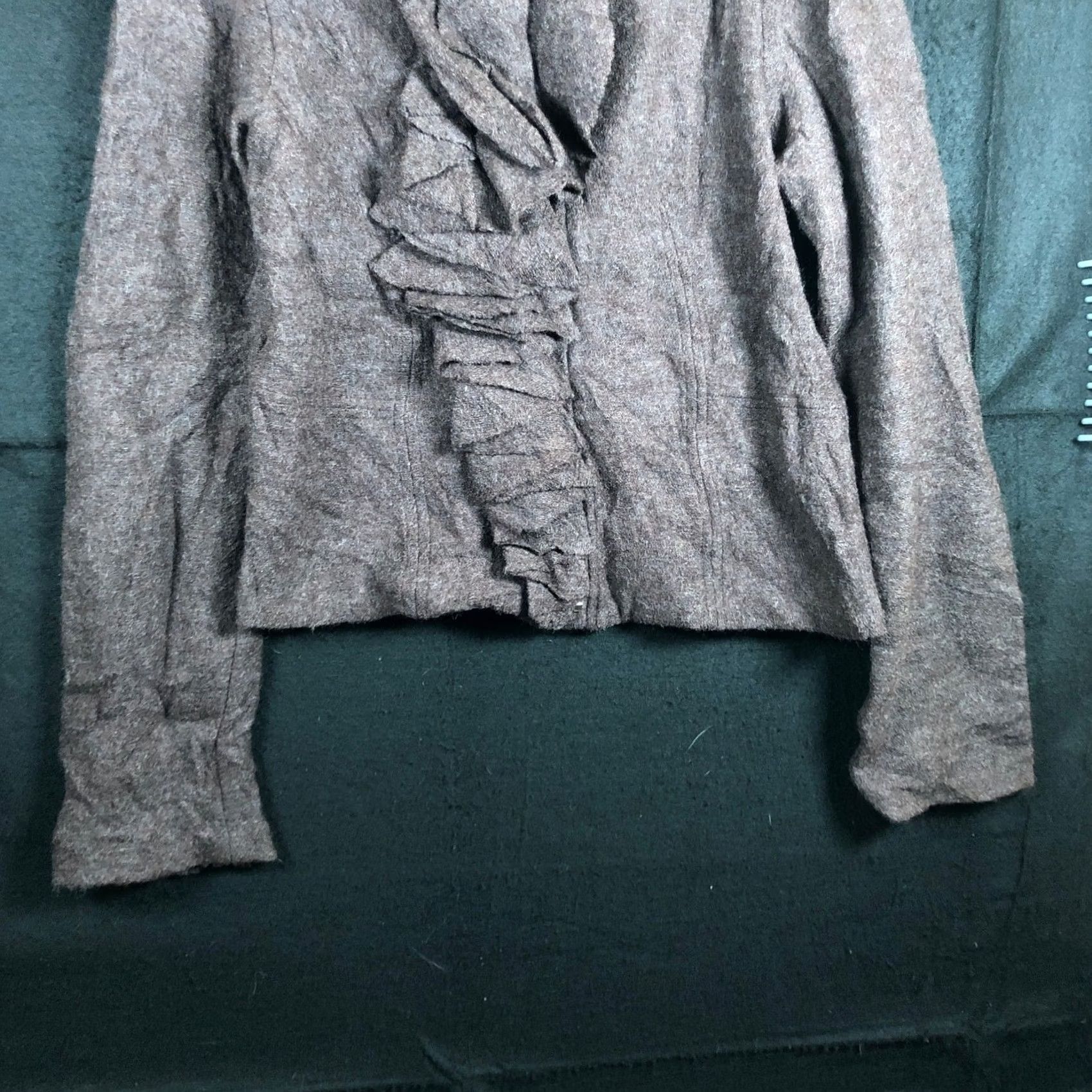 Cynthia Rowley Cynthia Rowley Womens Sweater Brown Full Zip Ruffle 100% Wool Zip Sleeves Small Size S / US 4 / IT 40 - 3 Thumbnail