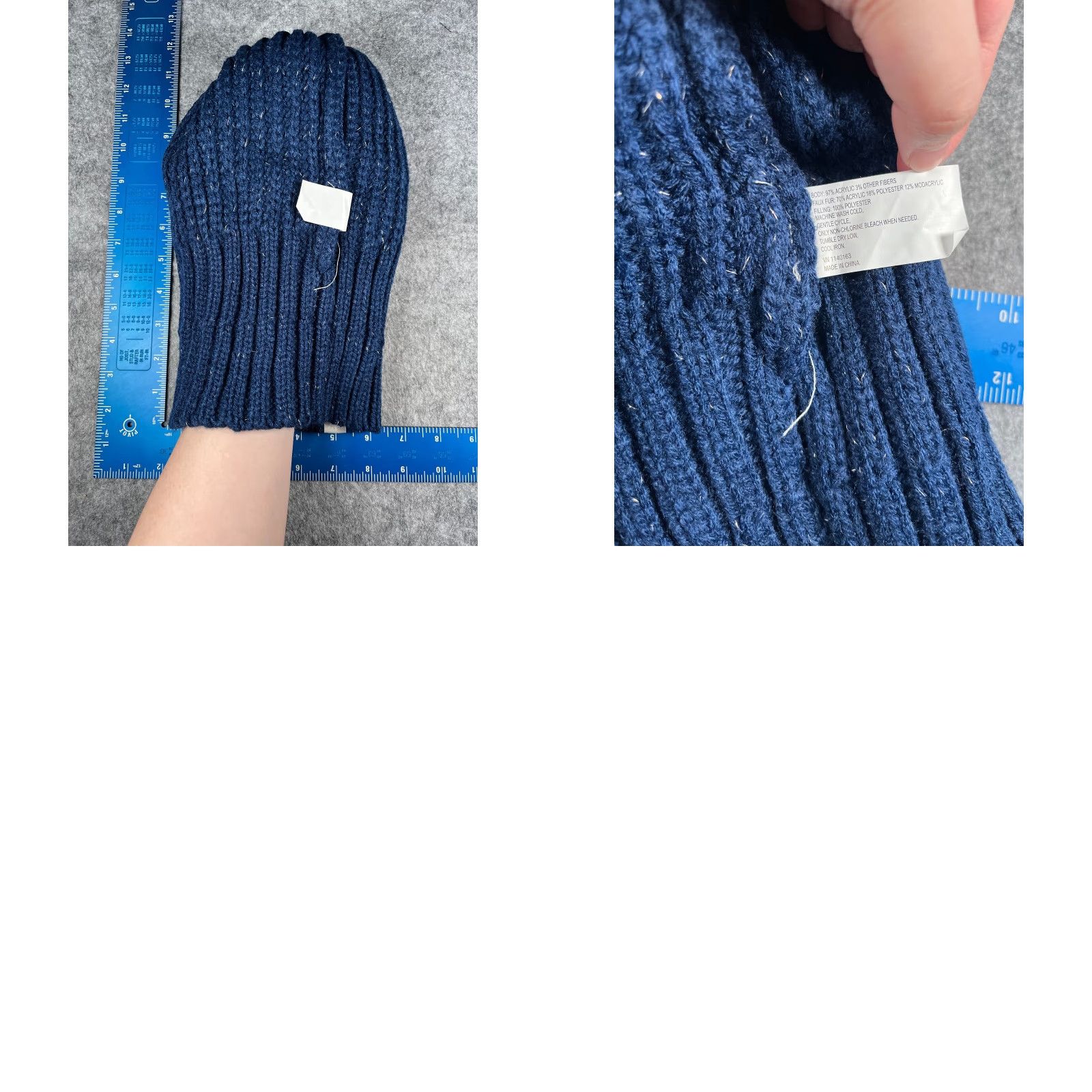 Vintage Unbranded Beanie Hat Women One Size Blue Cable Knit Toque Faux Fur Pom Acrylic Ski NEW Size ONE SIZE - 8 Thumbnail