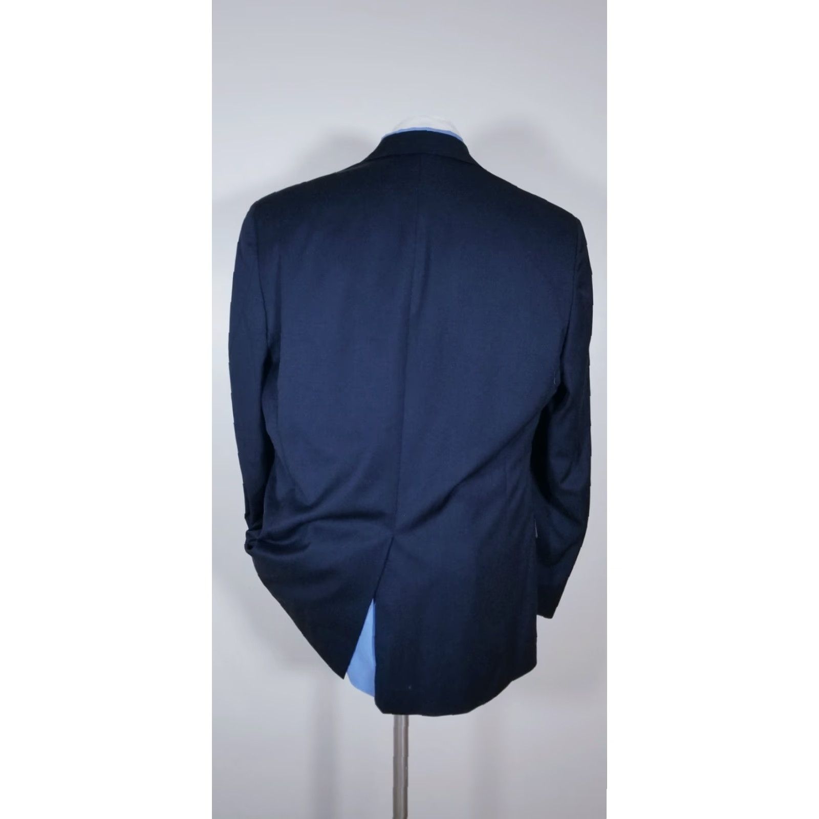 Hart Schaffner Marx Hart Schaffner Marx Sport Coat Navy Wool 44L Big & Tall Notch Lapel Two-Button Single-Breasted Long Jacket/Coat Mens Blazer Jacket Size 44R - 3 Thumbnail