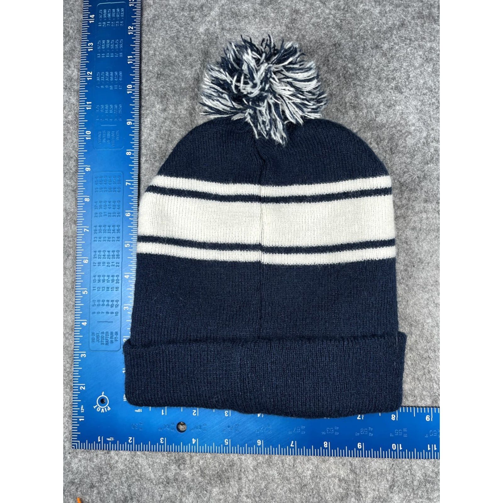Vintage HitWear Hat Beanie Mens One Size Blue Striped Pom Knit Wellness Program Winter Size ONE SIZE - 5 Thumbnail