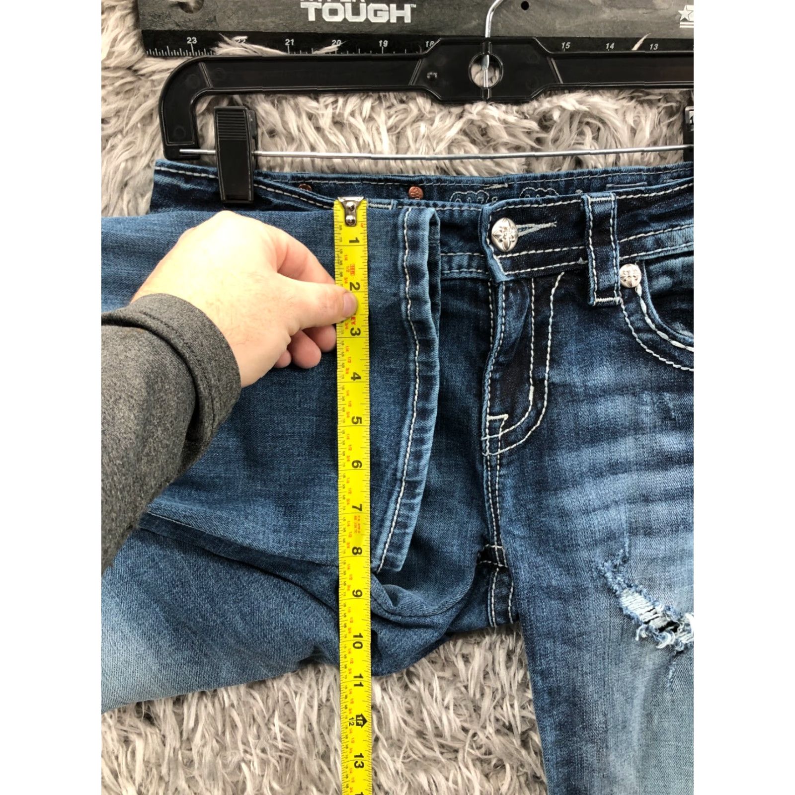 Miss Me Miss Me Jeans Bootcut Size 27 Womens Blue Dark Distressed Pocket 5-Pocket Regular Low Rise Denim Modern American Size 27" / US 4 / IT 40 - 4 Thumbnail