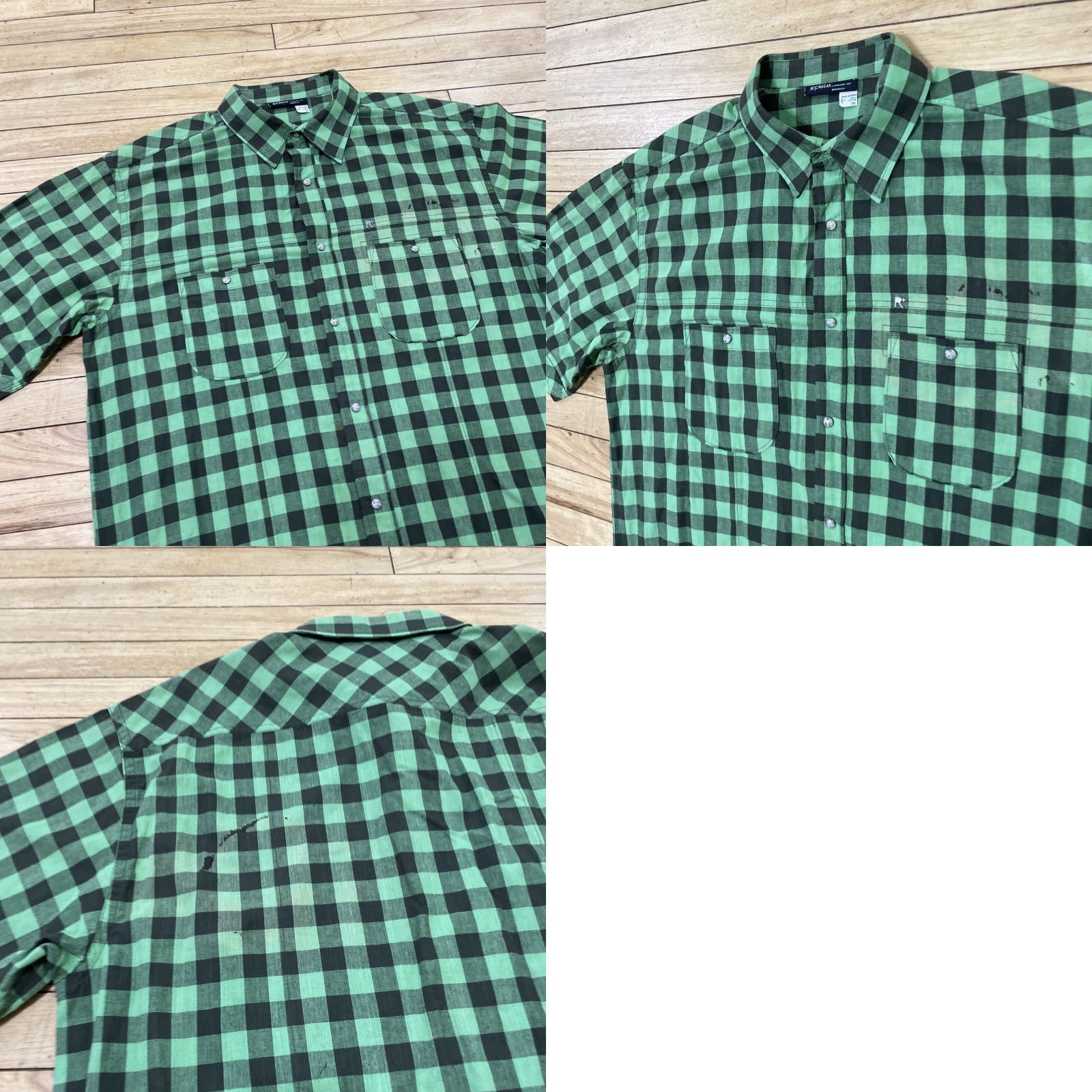 Rocawear VINTAGE Rocawear Shirt Men 3XL Plaid Distressed Green Black Snap Button-Up Short Sleeve Collared 90s Grunge Hip Hop Size US XXL / EU 58 / 5 - 11 Thumbnail