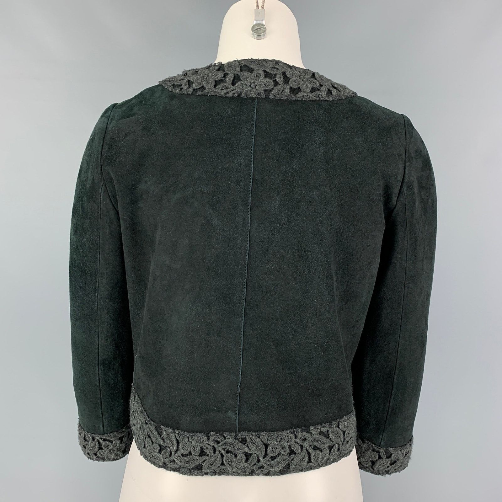 Dolce & Gabbana DOLCE & GABBANA 8 Dark Green Suede Mixed Patterns Jacket Size M / US 6-8 / IT 42-44 - 3 Thumbnail