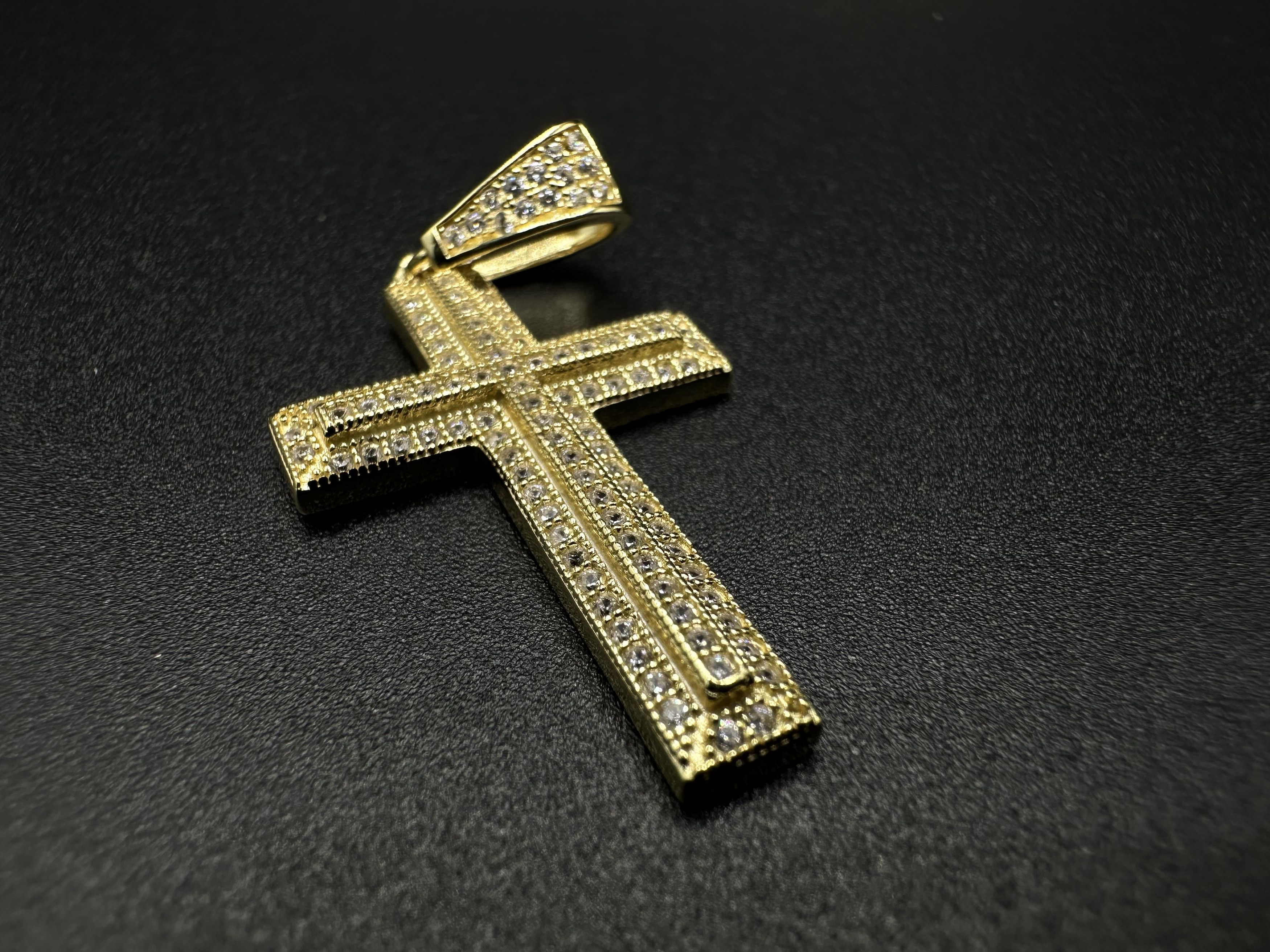 Jewelry 14KT GOLD OVER STERLING SILVER 925 PAVE MOISSANITE CROSS Size ONE SIZE - 3 Thumbnail