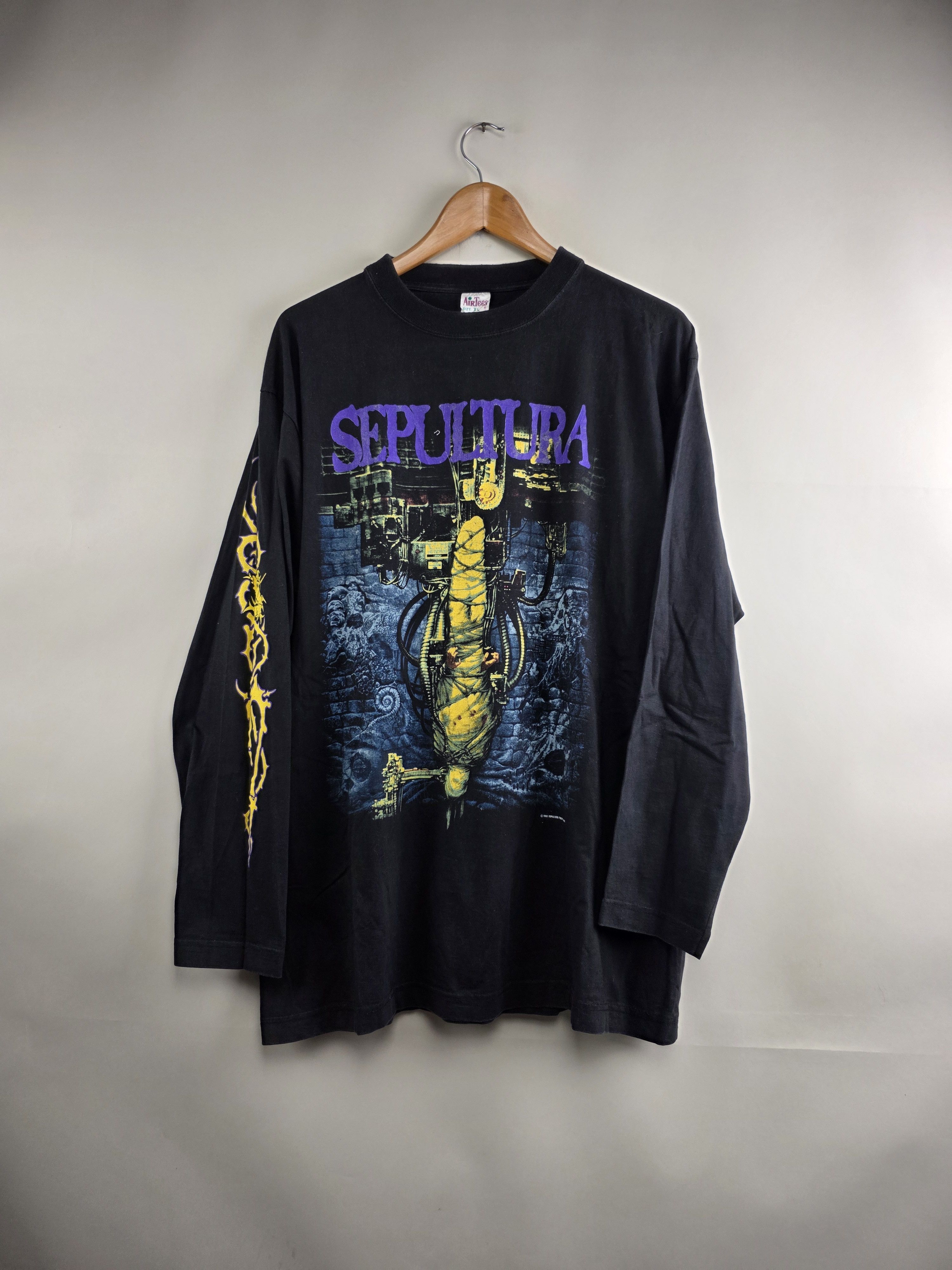 【値下げ不可】古着 90s SEPULTURA ロンＴ 1993 Sepultura Chaos AD Long-sleeved XL 22.5 30.5