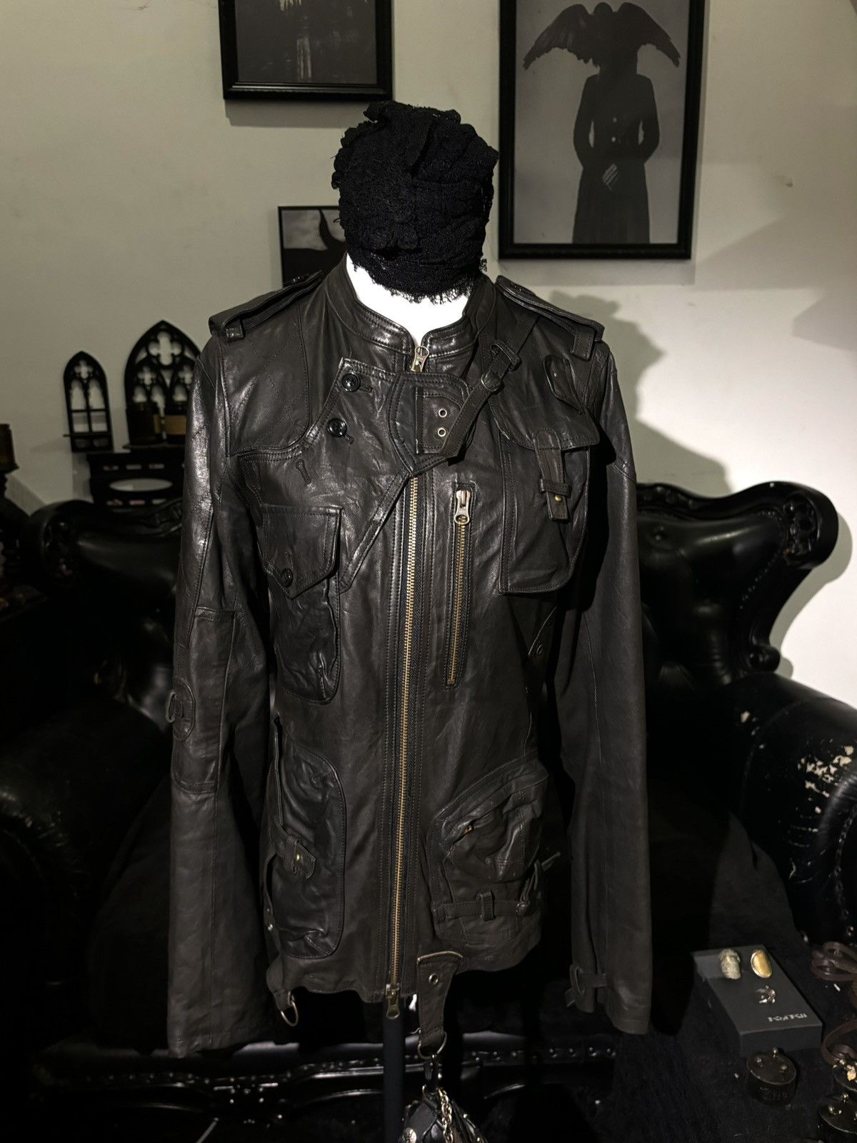 Share Spirit Homme Share spirit Vintage Army Multi-function Leather Jacket Size US S / EU 44-46 / 1 - 1 Thumbnail