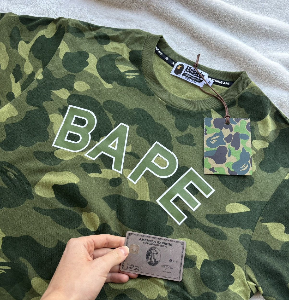 Bape Bape Green Camo Spellout Logo Tee Size US M / EU 48-50 / 2 - 2 Thumbnail