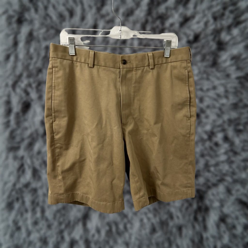 Brooks Brothers Brooks Brothers Chino Shorts Mens Size 33 Tan Beig e Cotton Twill Flat Front Zip Button Pockets Classic Summer - Mens Size US 33 - 1 Thumbnail