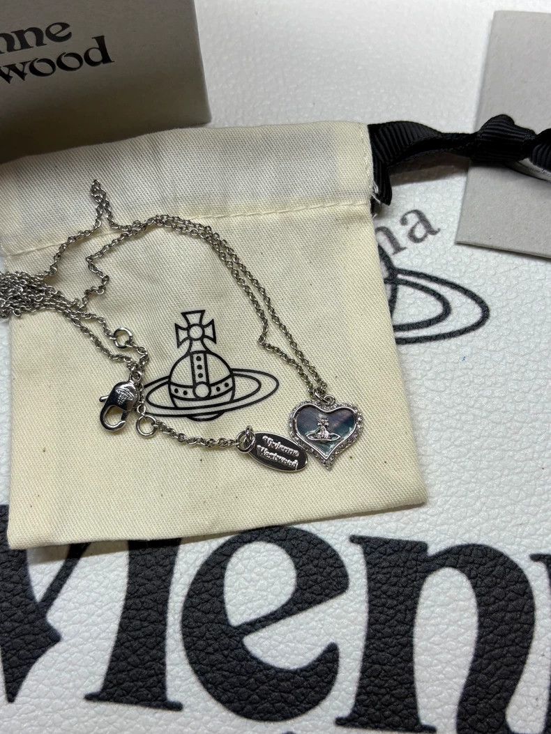 Vivienne Westwood Vivienne Westwood Blue and purple fritillary heart necklac Size ONE SIZE - 3 Thumbnail