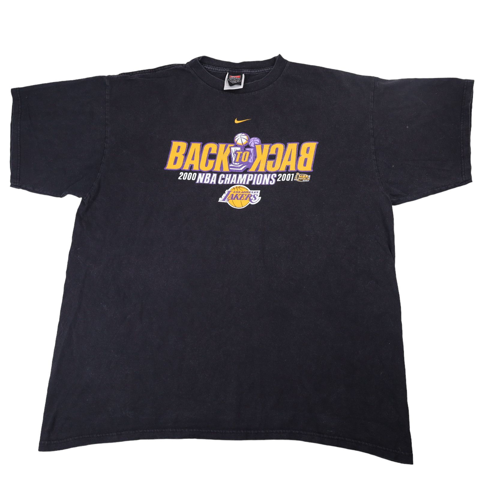 Image of Vintage Y2K Nike Los Angeles Lakers Back2Back Graphic T in Black, Men's (Size XL)