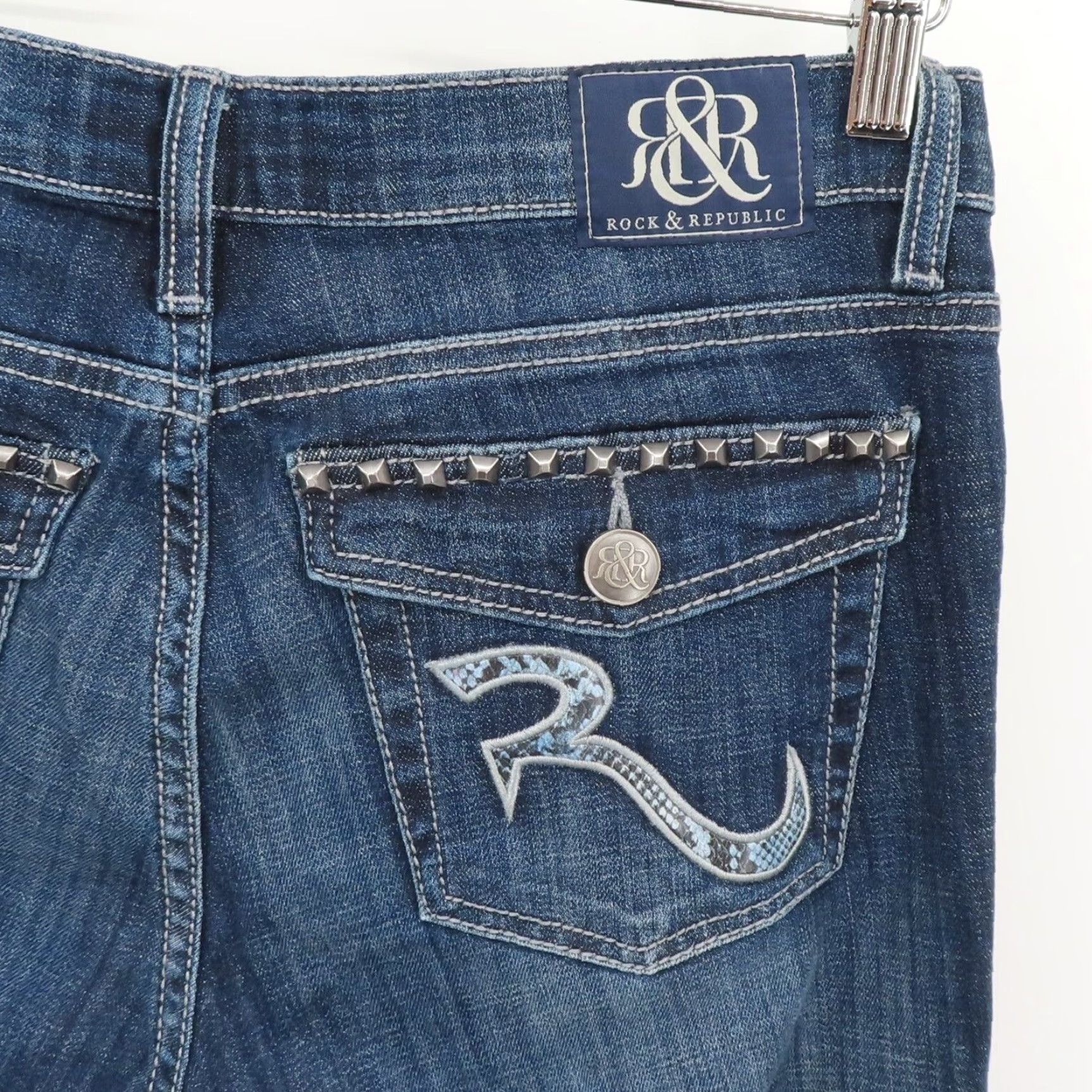 Vintage Rock & Republic Jeans Womens 10 Kasandra Denim Bootcut 5-Pocket Cotton Blend Blue Dark Wash Version: Regular Size 10 Mens Womens? Size 32" / US 10 / IT 46 - 6 Thumbnail