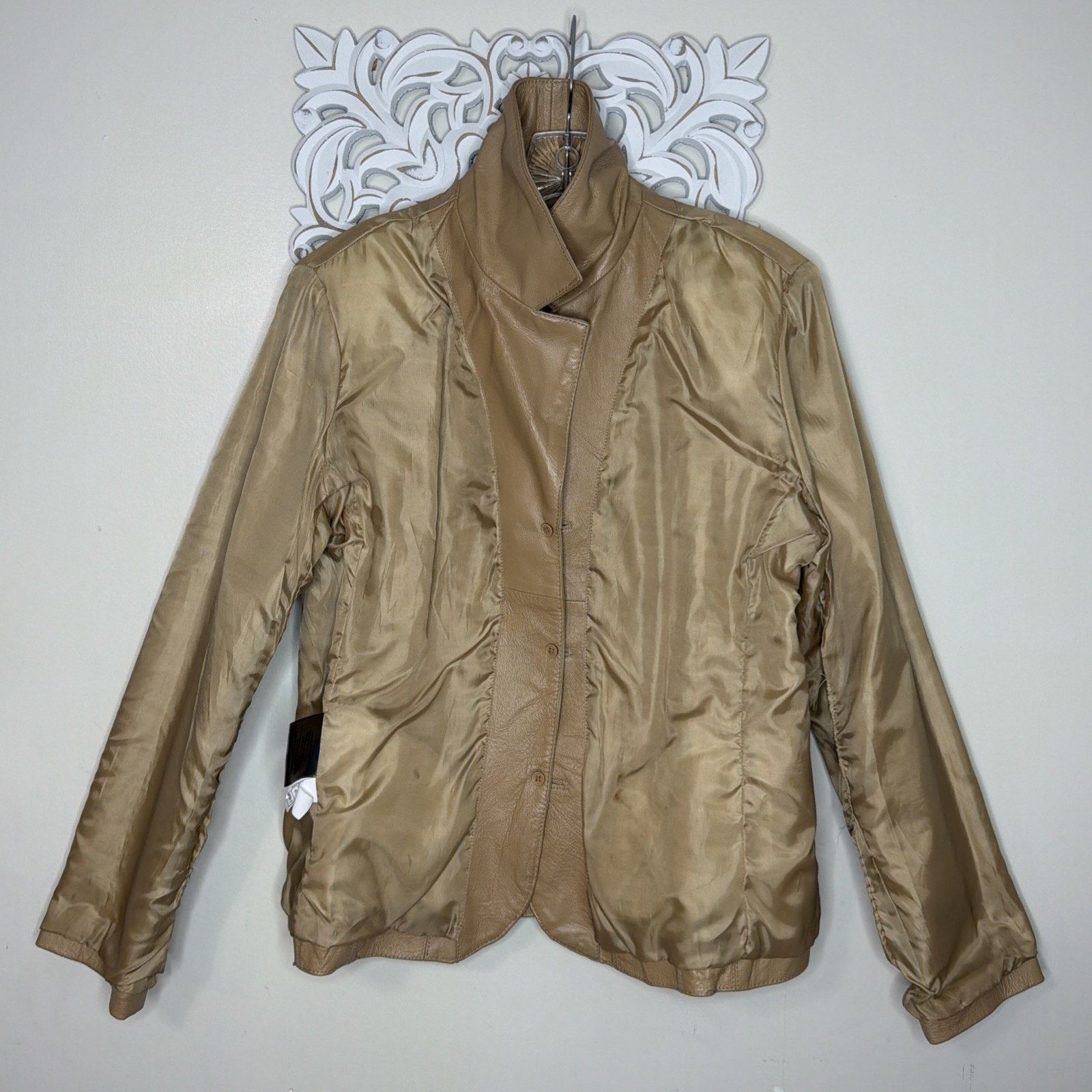 Wilsons Leather WILSONS Leather Maxima Women's L Button Front Lined TAN Size L / US 10 / IT 46 - 10 Thumbnail
