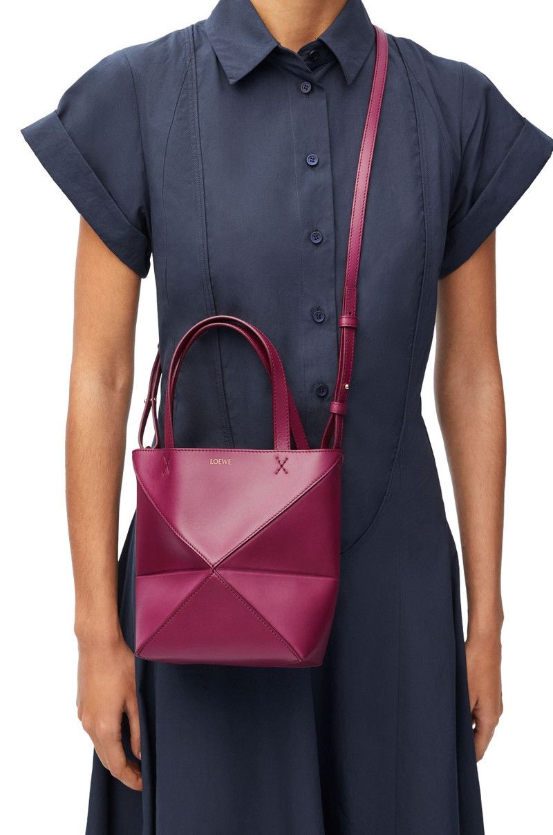 Loewe o1in1g0426 Size: OS/ Puzzle Fold Mini Tote Bag in Crimson Size ONE SIZE - 3 Thumbnail