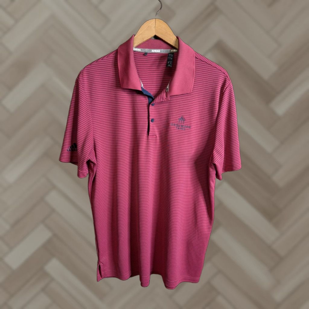 Adidas Adidas Polo Shirt Mens Large Pink Edgewood Lake Tahoe Golf Performance/Activewear/Casual/Workwear/Travel Button Collared Short Sleeve Size US L / EU 52-54 / 3 - 1 Thumbnail