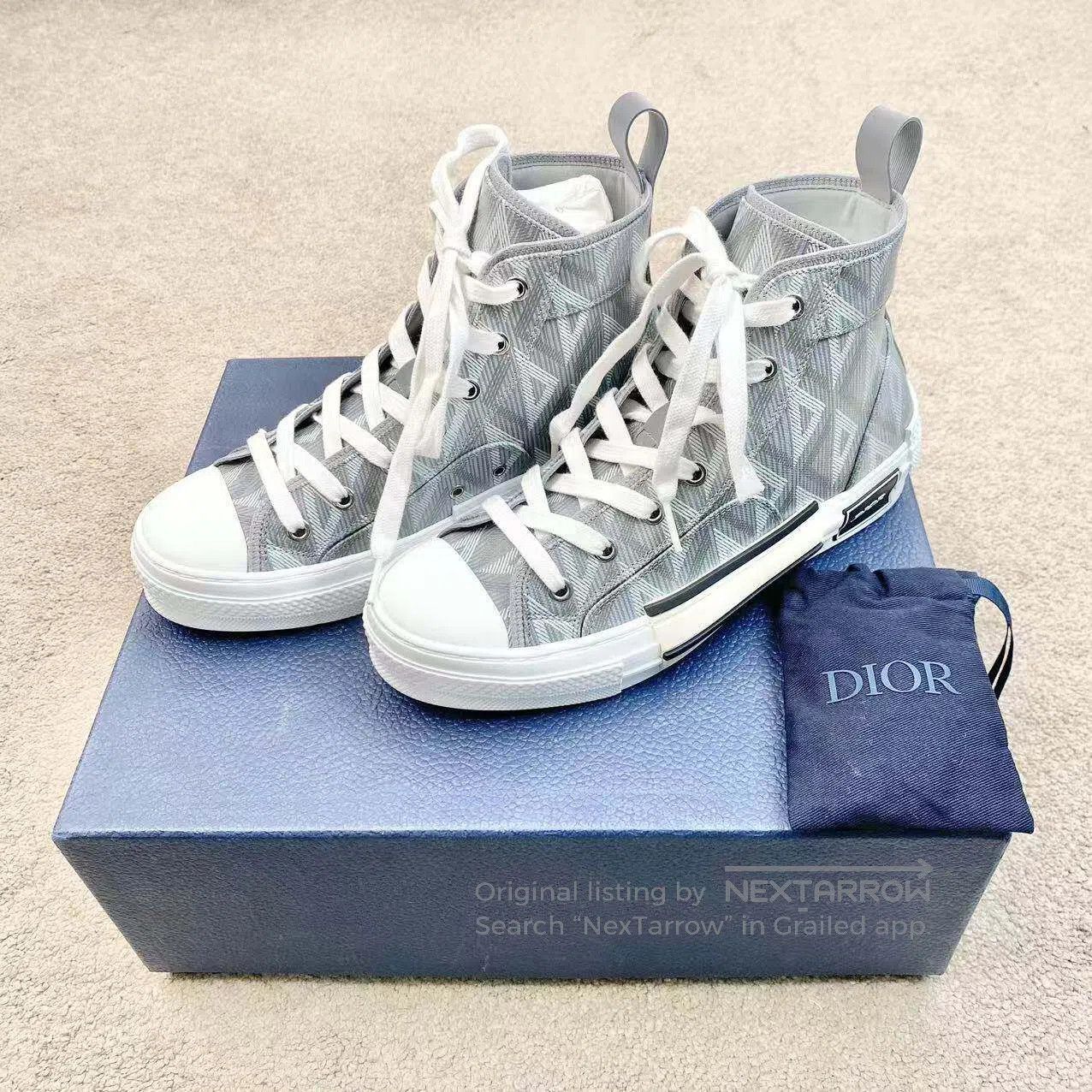 Dior Dior B23 leather brand logo diamond checkered high-top can Size US 7.5 / IT 37.5 - 2 Thumbnail