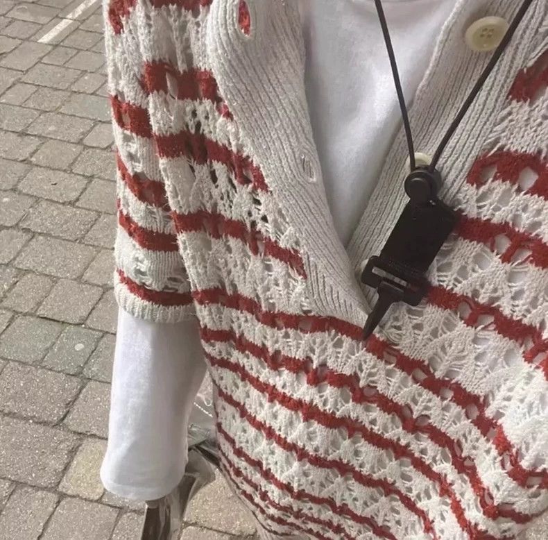 Our Legacy our legacy size 48 Hollow-out red and white woven shirt T-s Size US M / EU 48-50 / 2 - 2 Thumbnail