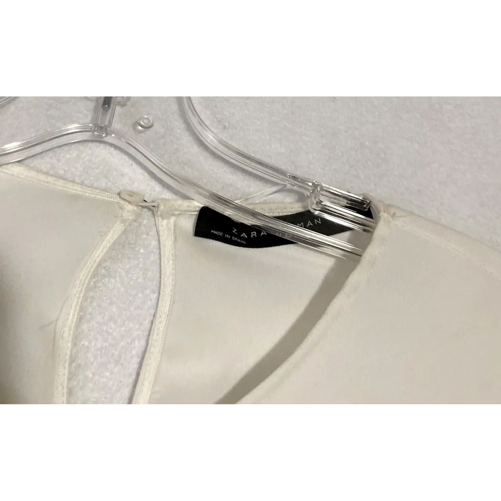 Zara ZARA Blouse Shirt Womens S White Balloon Sleeve Cropped 100% Cotton Lightweight Regular Vintage: No Size S / US 4 / IT 40 - 3 Thumbnail