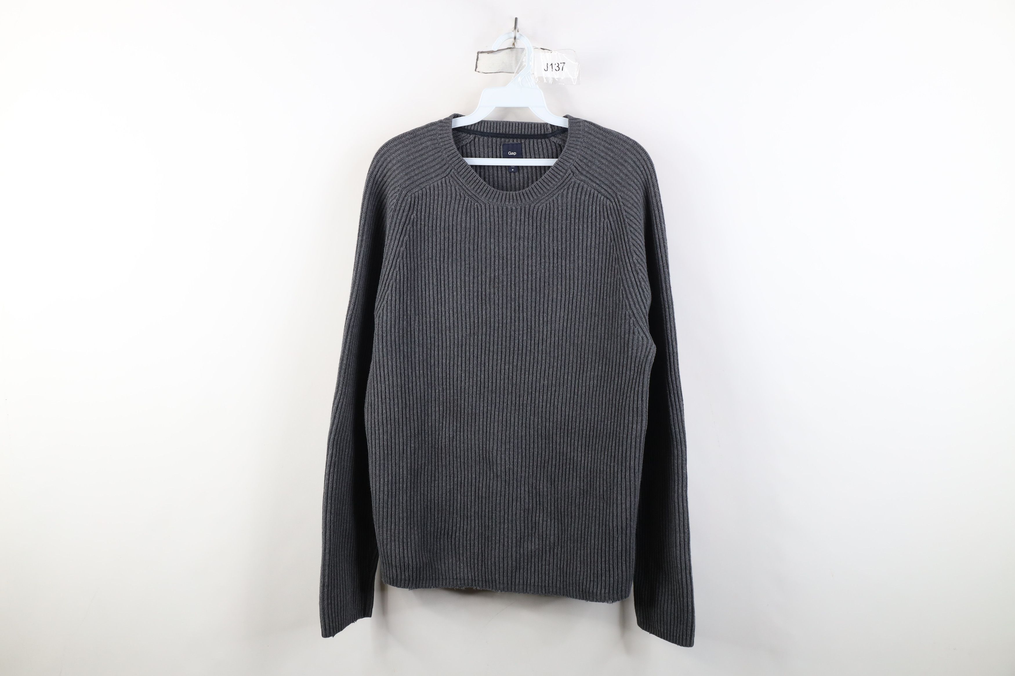 Vintage Y2K Gap Blank Cotton Ribbed Knit Crewneck Sweater
