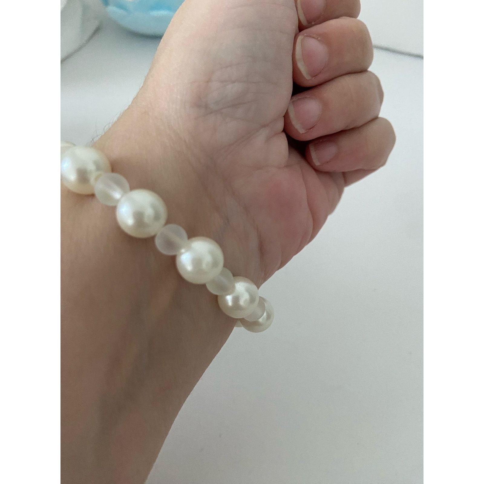 Handmade white and faux pearl bead bracelet Size ONE SIZE - 4 Thumbnail