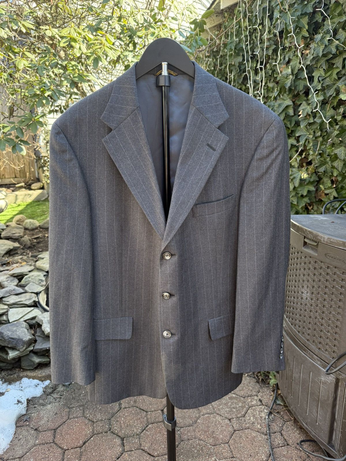 Hart Schaffner Marx Hart Schaffner Marx Custom Two Piece Grey Stripped Suit Size 42L - 1 Thumbnail